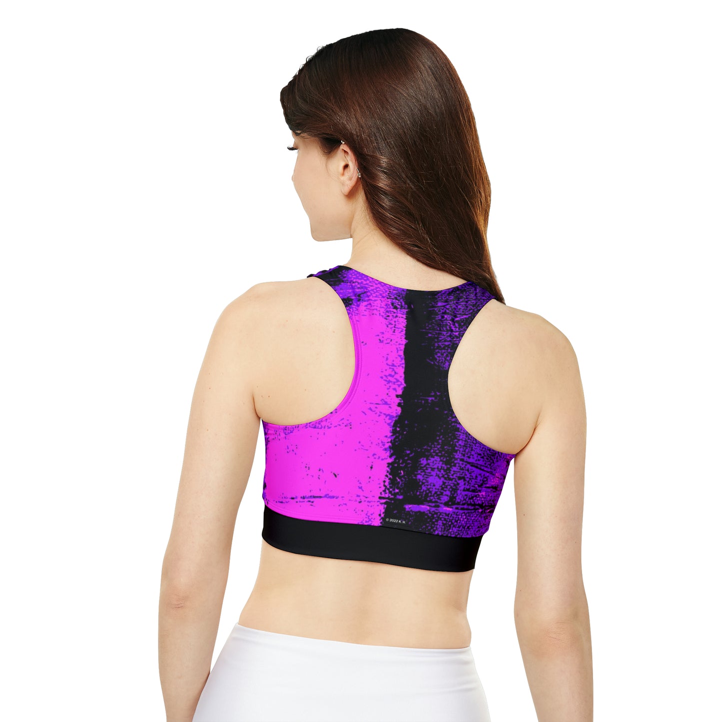 "Mystic Cube" (Cosmic Fusion - Violet/Hot Pink) - Fully Lined, Padded Sports Bra