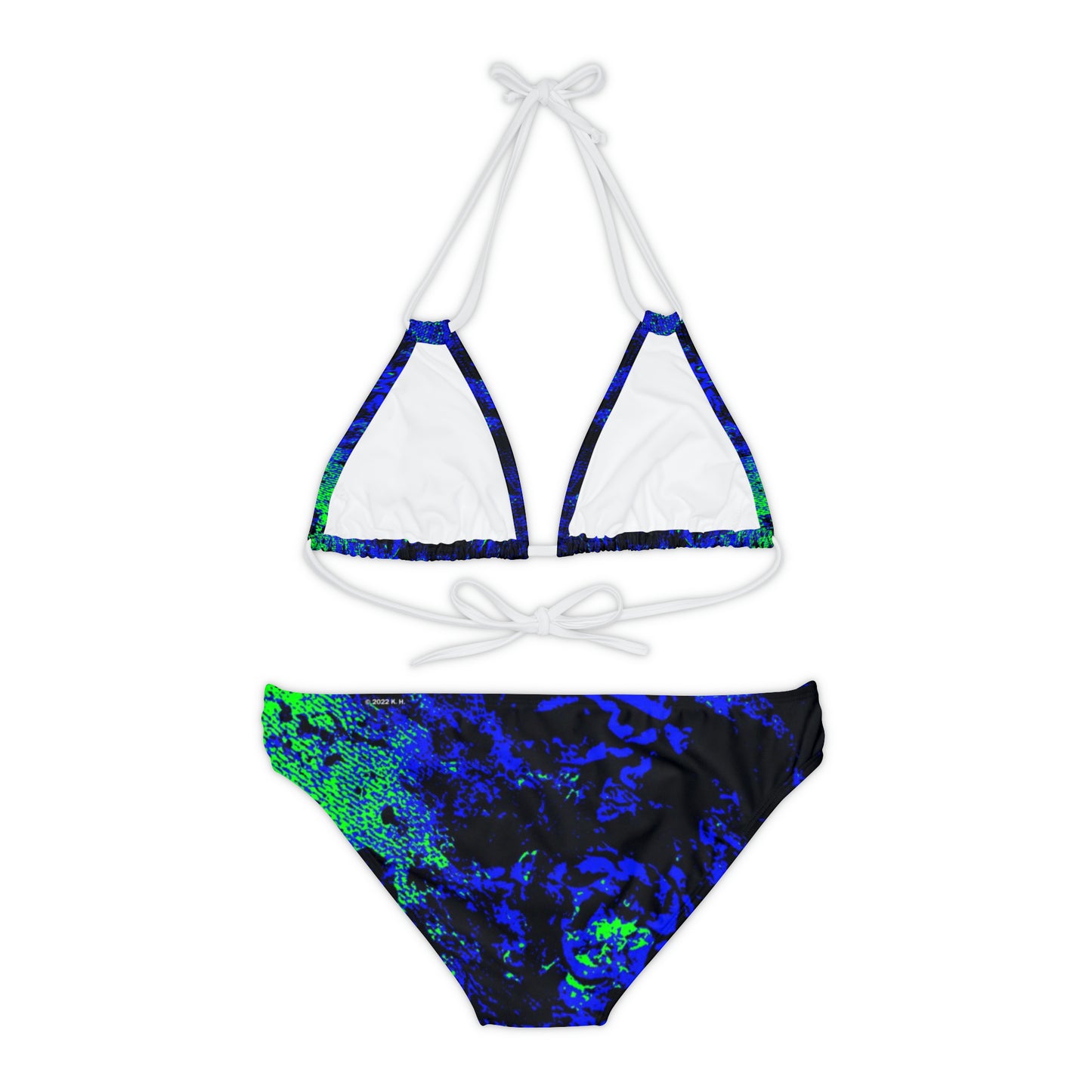 "Mystic Cube" (Cosmic Fusion - Indigo/Neon Green) - Strappy Bikini Set
