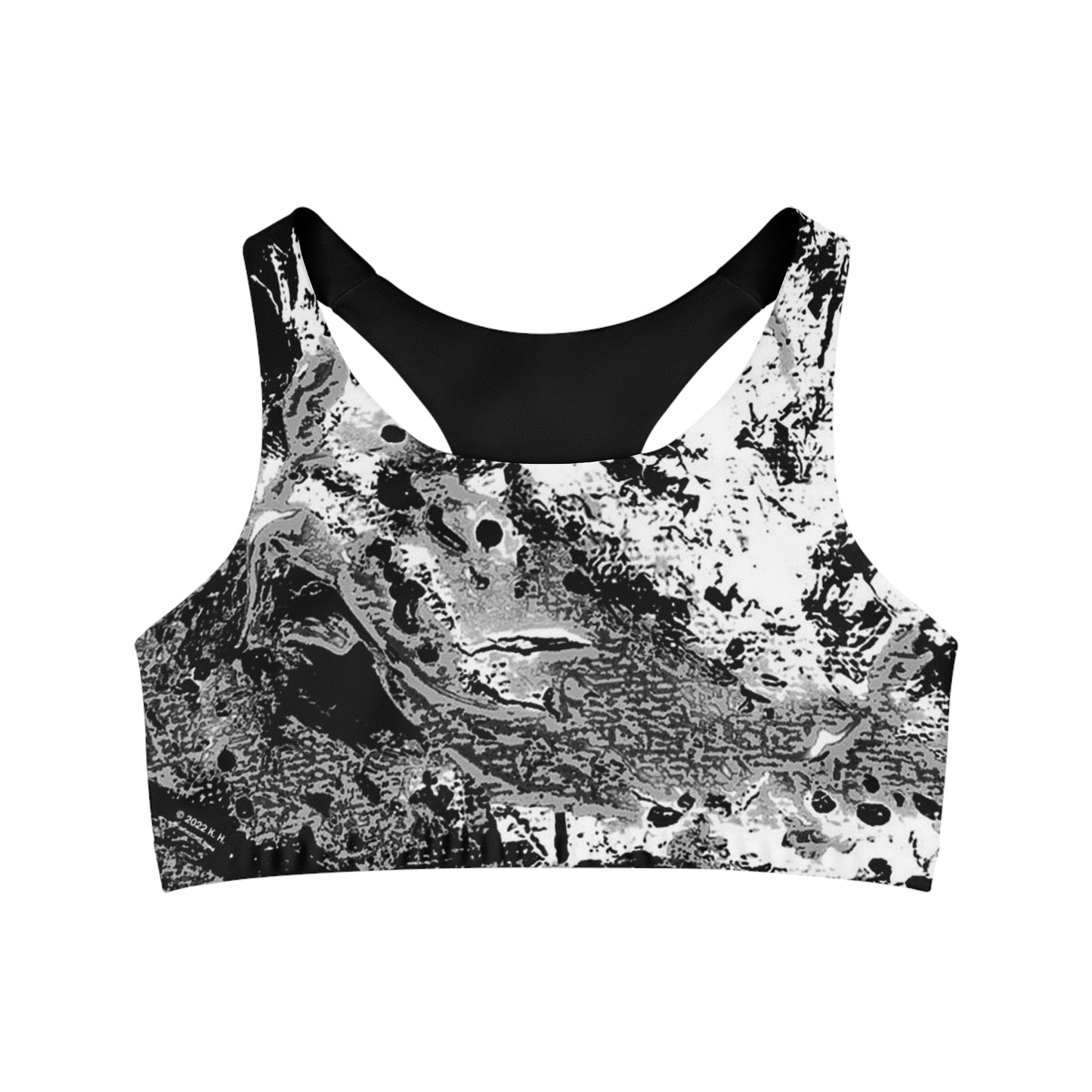 "Dreamy Love" (Cosmic Fusion - Black/White/Gray) - Seamless Sports Bra