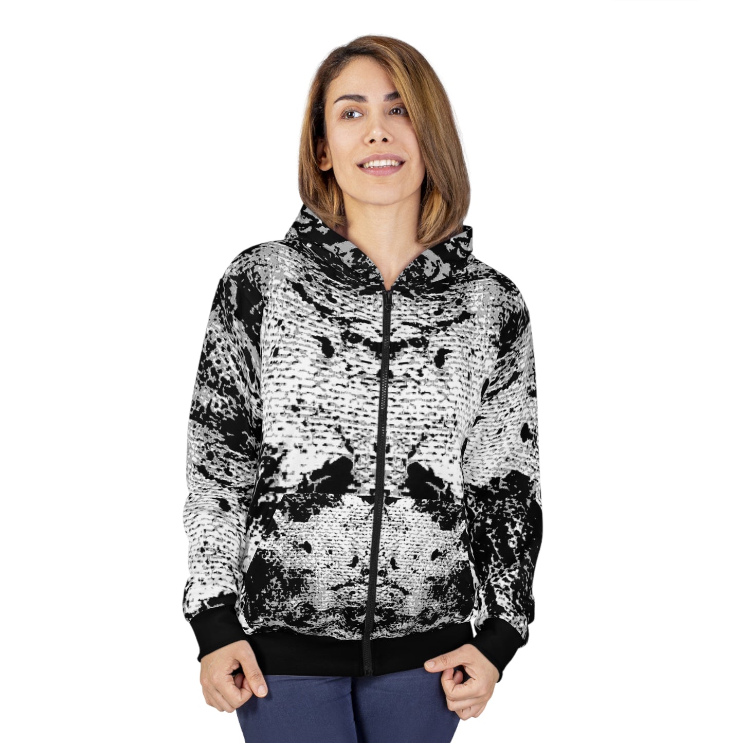 "Mystic Cube" (Cosmic Fusion - Medium Charcoal) - Unisex Zip Hoodie