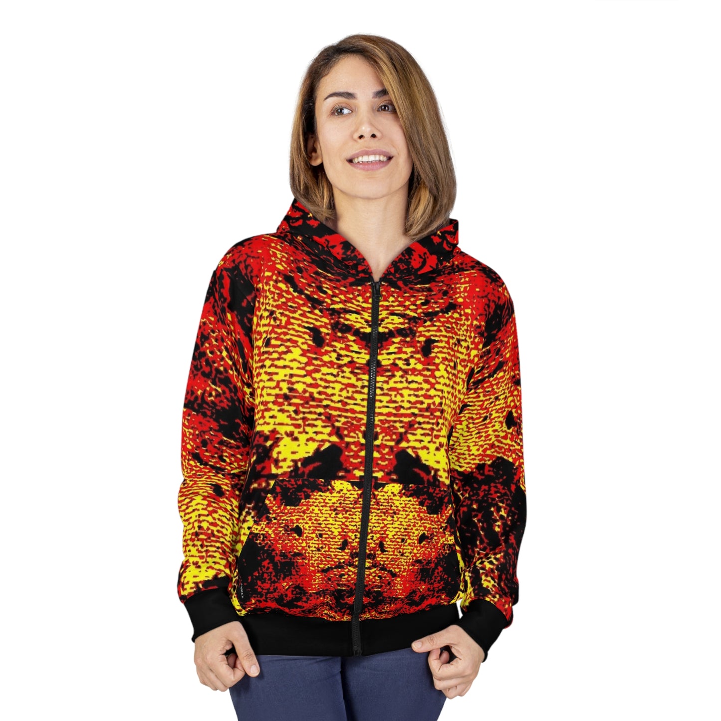 "Mystic Cube" (Cosmic Fusion - Persimmon) - Unisex Zip Hoodie