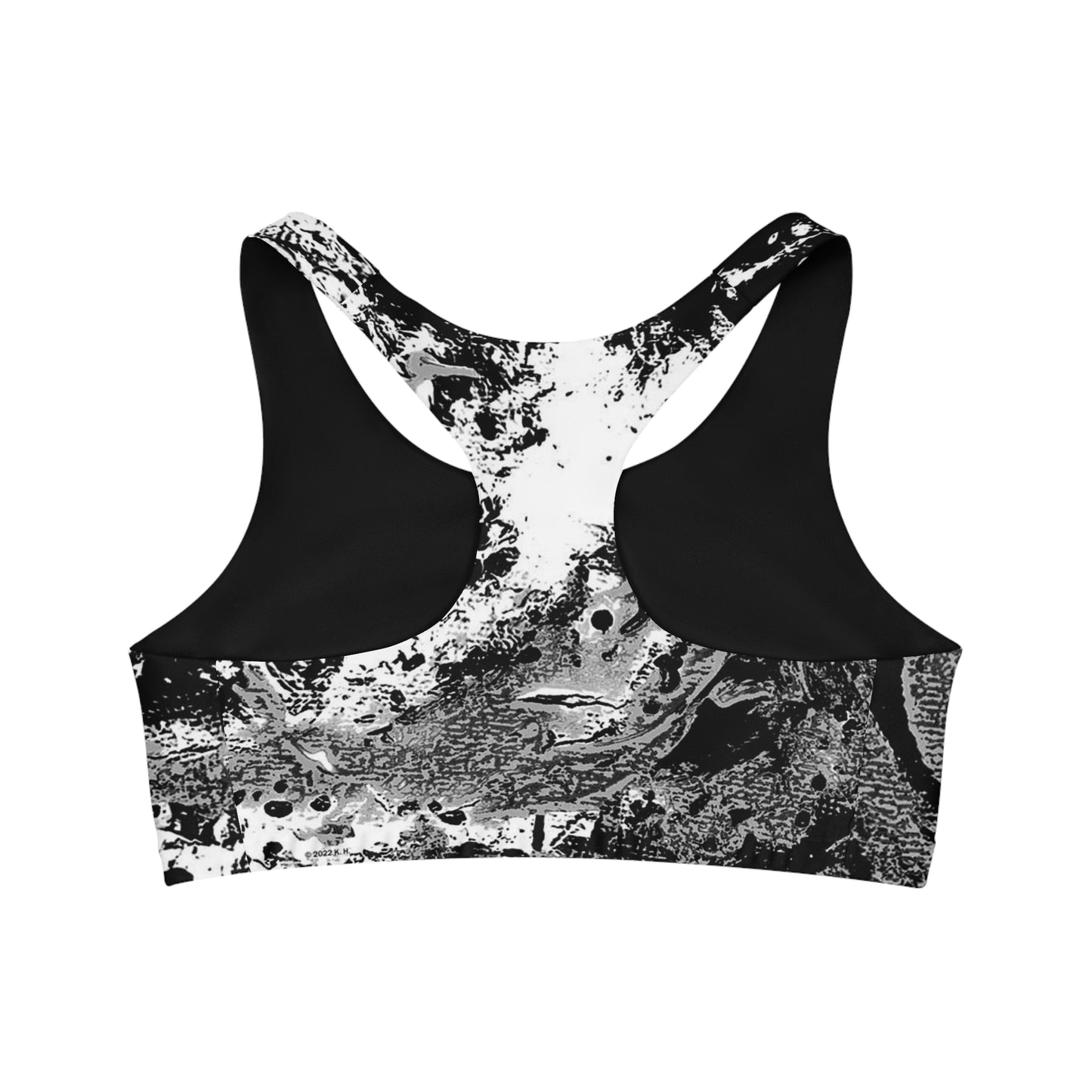 "Dreamy Love" (Cosmic Fusion - Black/White/Gray) - Seamless Sports Bra