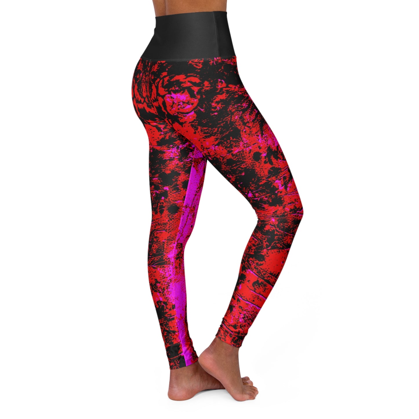 "Mystic Cube" (Cosmic Fusion - Scarlet/Hot Pink) - High Waist Yoga Leggings