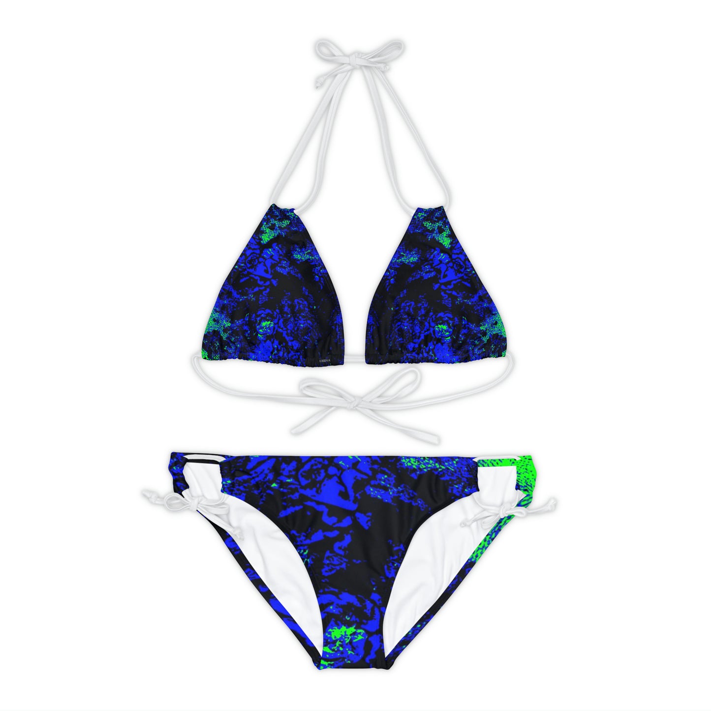 "Mystic Cube" (Cosmic Fusion - Indigo/Neon Green) - Strappy Bikini Set