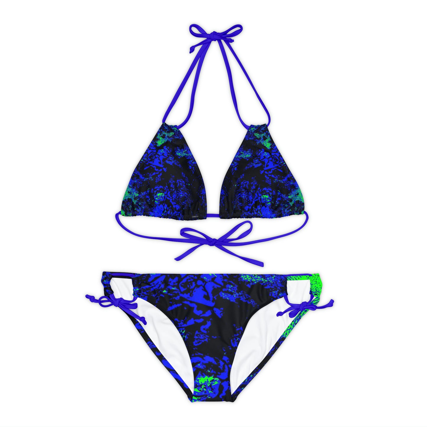 "Mystic Cube" (Cosmic Fusion - Indigo/Neon Green) - Strappy Bikini Set