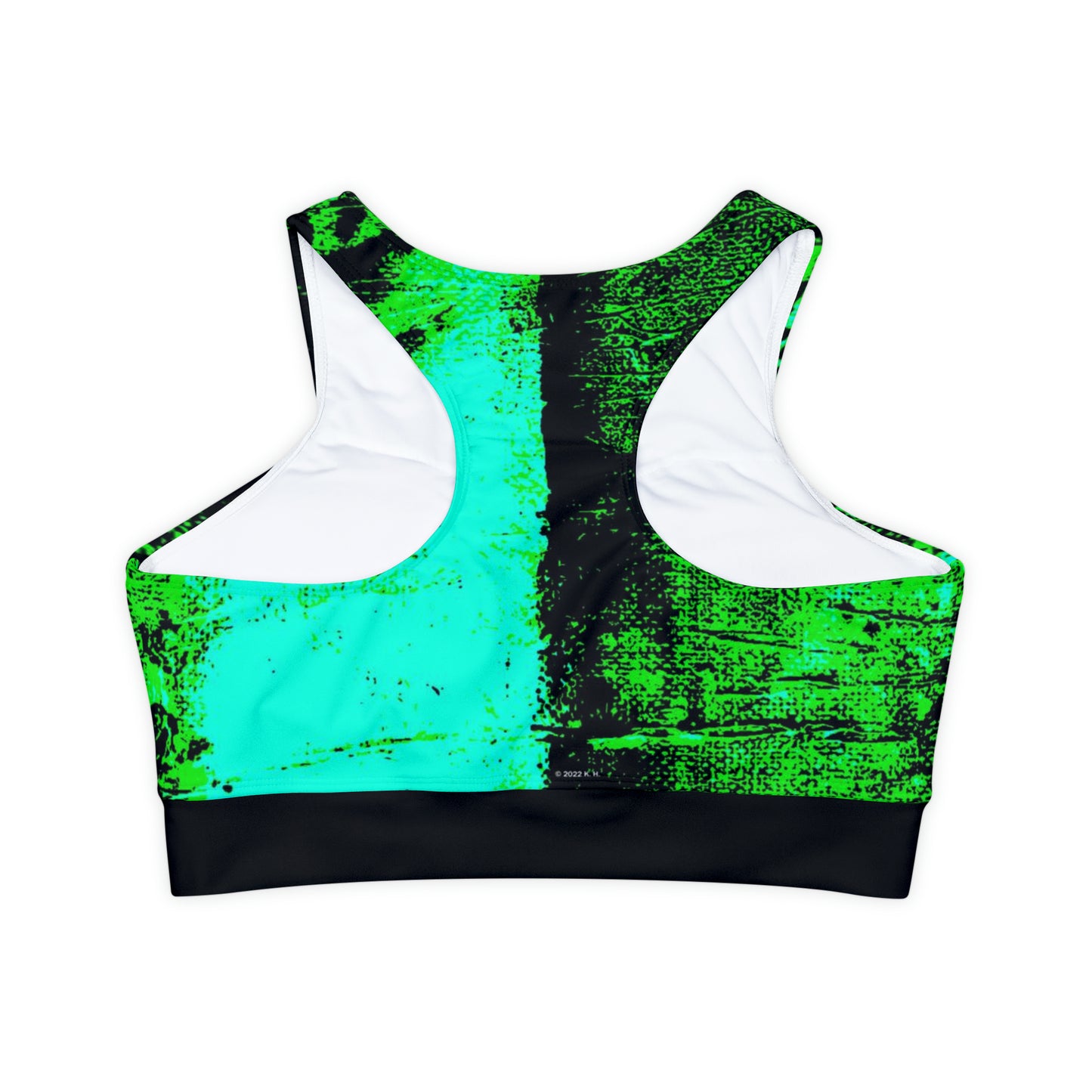 "Mystic Cube" (Cosmic Fusion - Shamrock Green/Aqua) - Fully Lined, Padded Sports Bra
