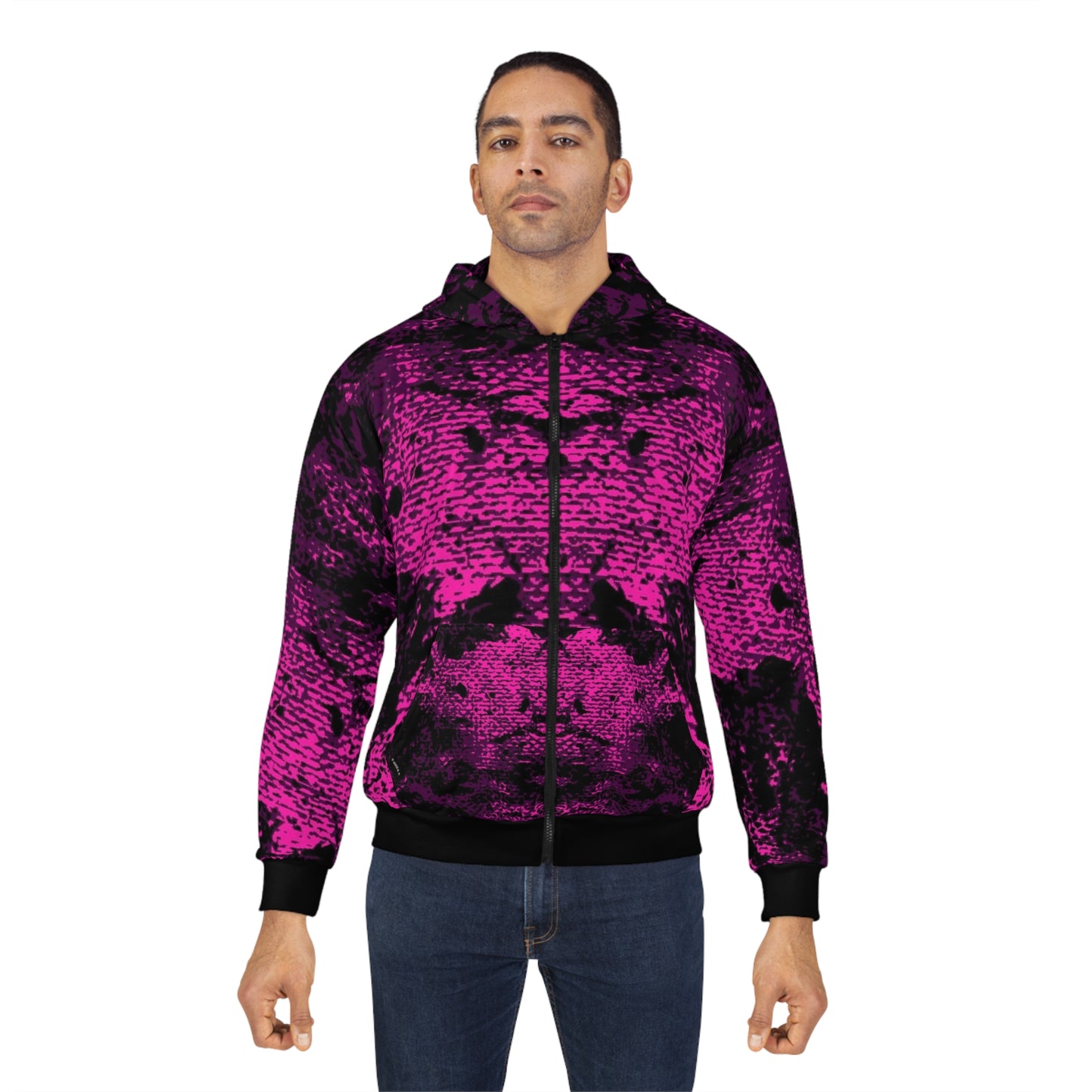"Mystic Cube" (Cosmic Fusion - Dark Violet/Magenta) - Unisex Zip Hoodie
