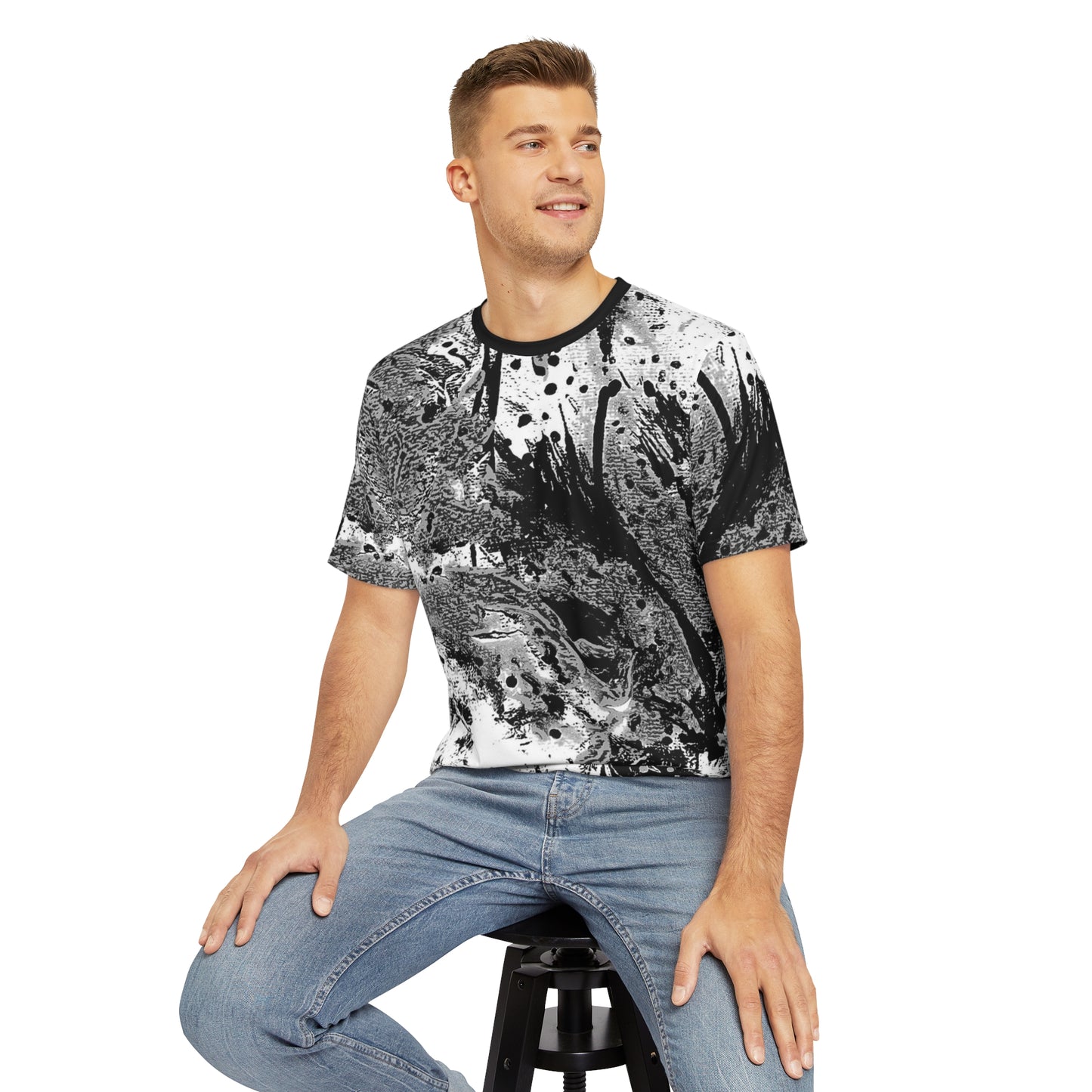 "Dreamy Love" (Cosmic Fusion - White/Black/Gray) - Men's Polyester Tee