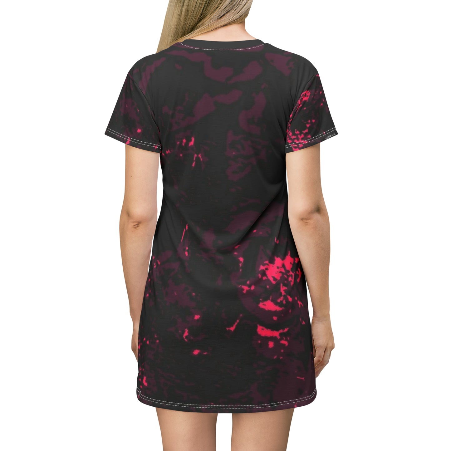 "Mystic Cube" (Cosmic Fusion - Dark Plum/Cherry) - T-Shirt Dress