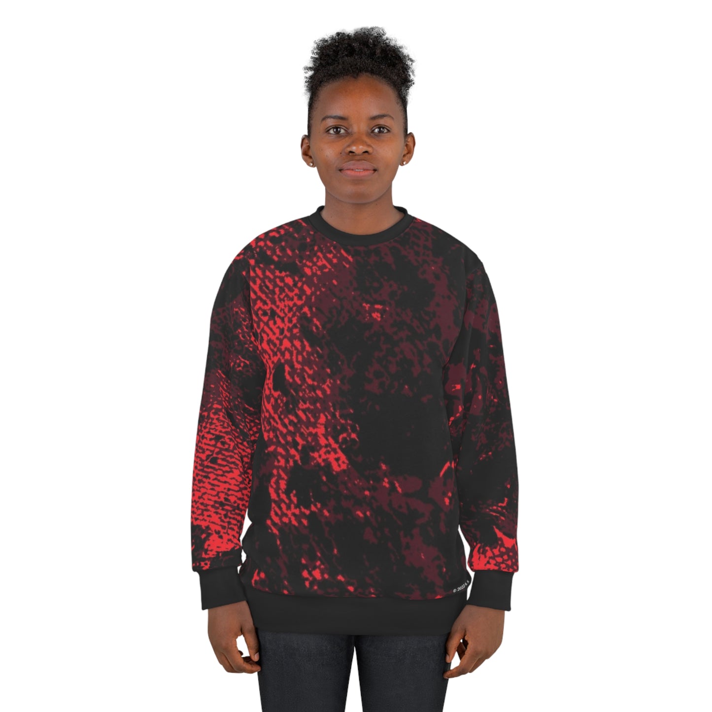 "Mystic Cube" (Cosmic Fusion - Dark Maroon/Neon Red) - Unisex Sweatshirt