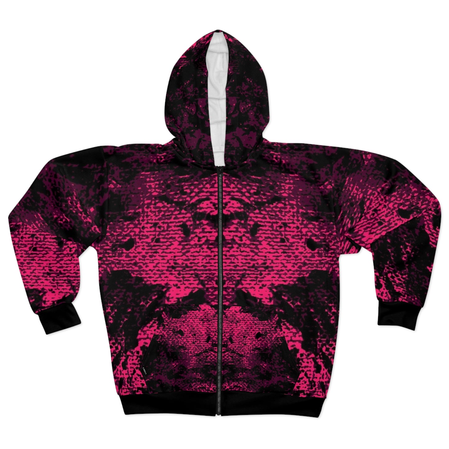 "Mystic Cube" (Cosmic Fusion - Dark Plum/Cherry) - Unisex Zip Hoodie