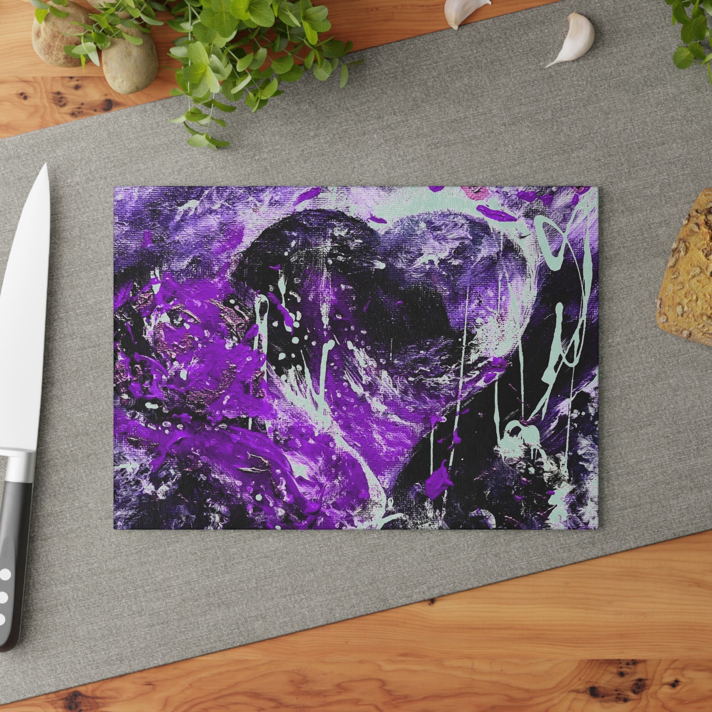 "Dreamy Love" (Violet/Lavender) - Glass Cutting Boards