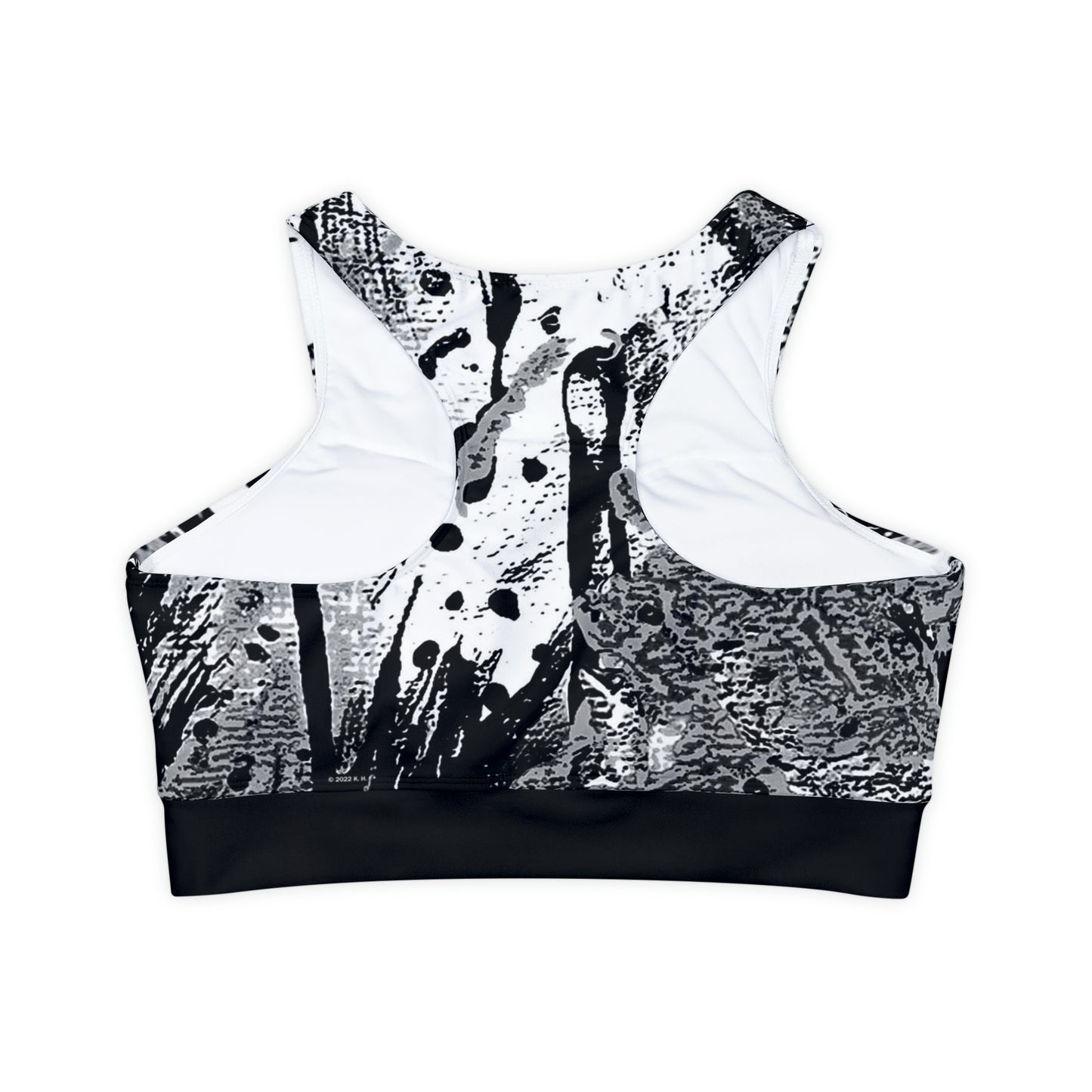 "Dreamy Love" (Cosmic Fusion - Black/White/Gray) - Fully Lined, Padded Sports Bra
