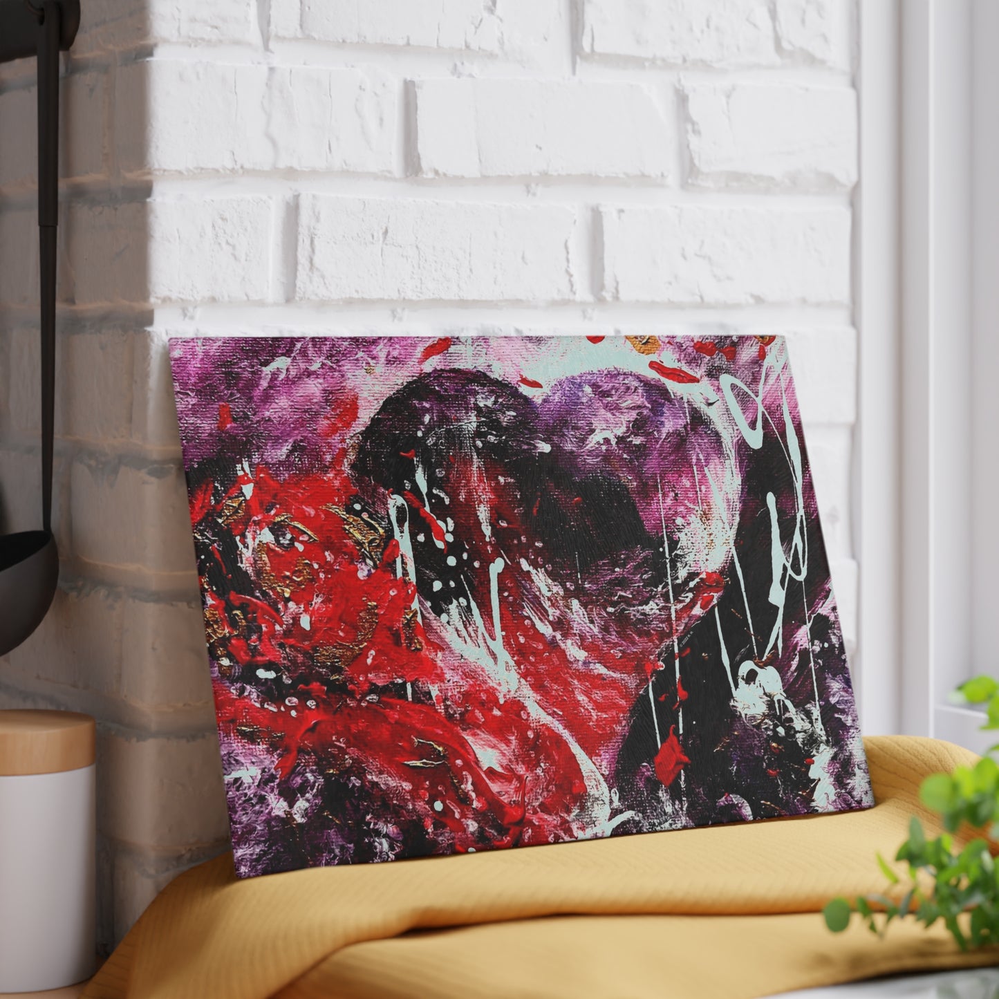 "Dreamy Love" (Scarlet/Plum) - Glass Cutting Boards