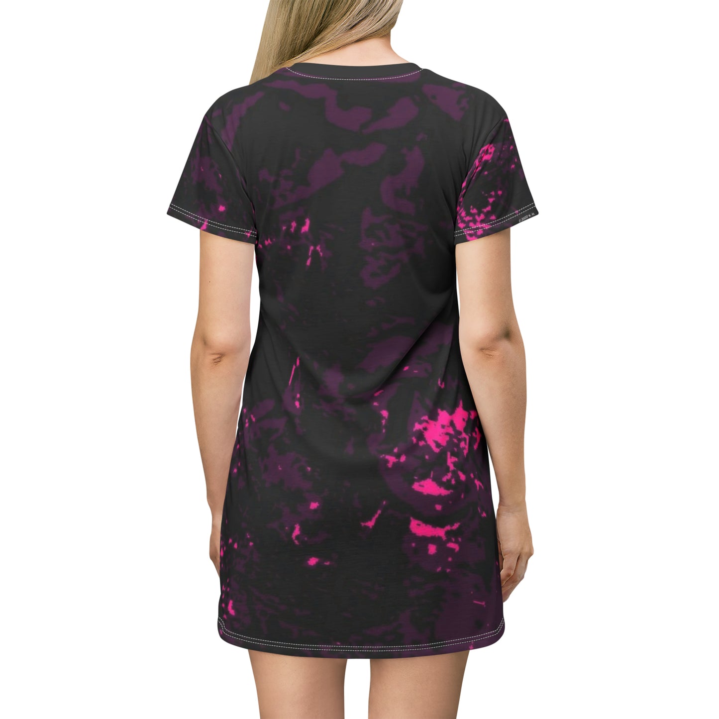 "Mystic Cube" (Cosmic Fusion - Dark Violet/Magenta) - T-Shirt Dress