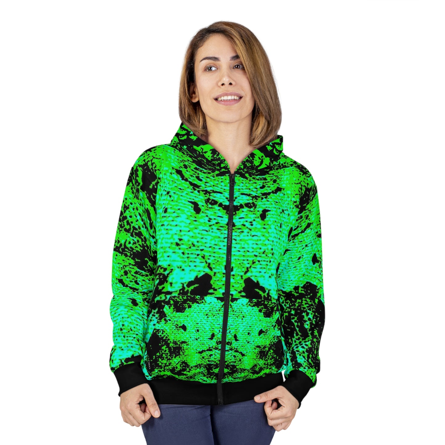 "Mystic Cube" (Cosmic Fusion - Shamrock Green) - Unisex Zip Hoodie