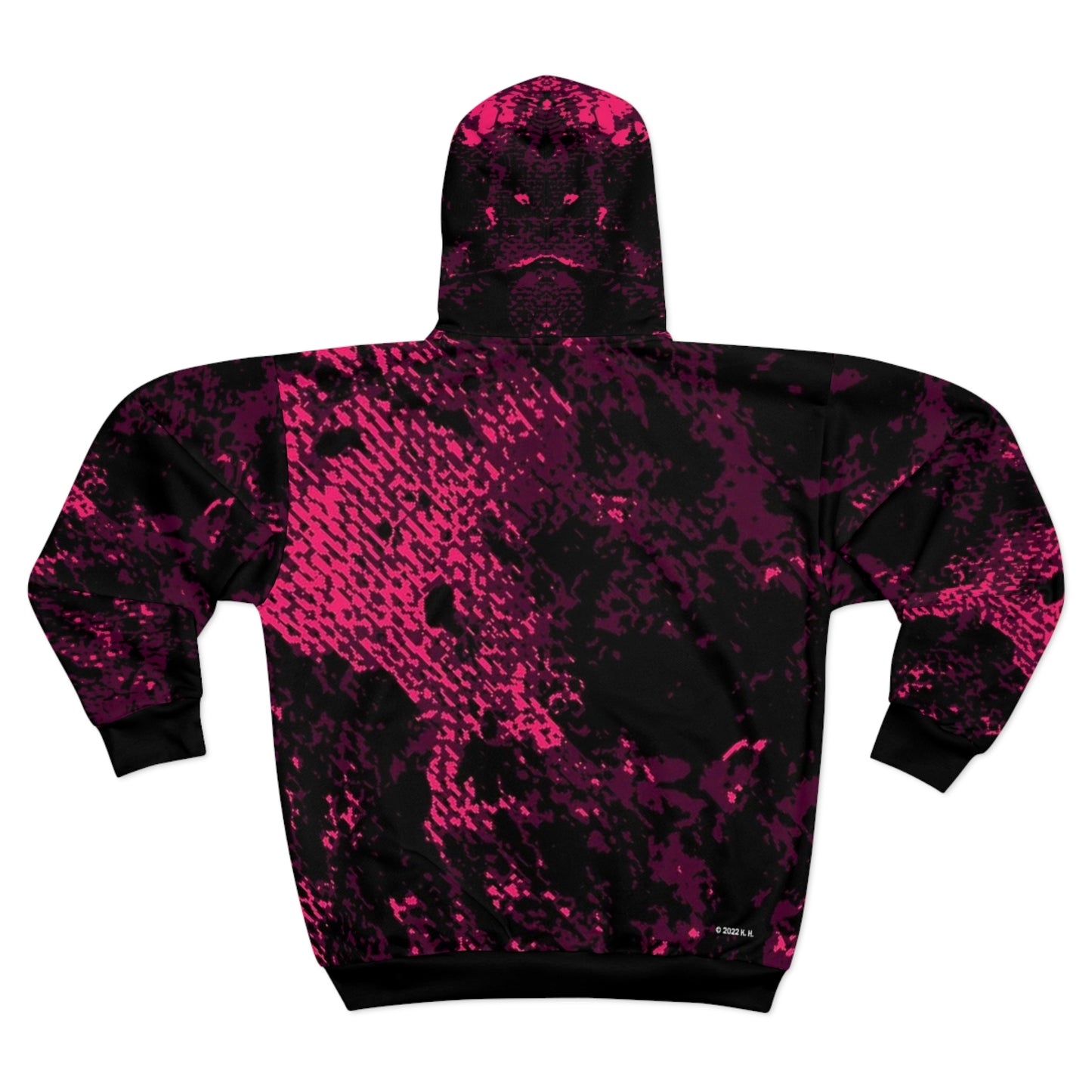 "Mystic Cube" (Cosmic Fusion - Dark Plum/Cherry) - Unisex Zip Hoodie