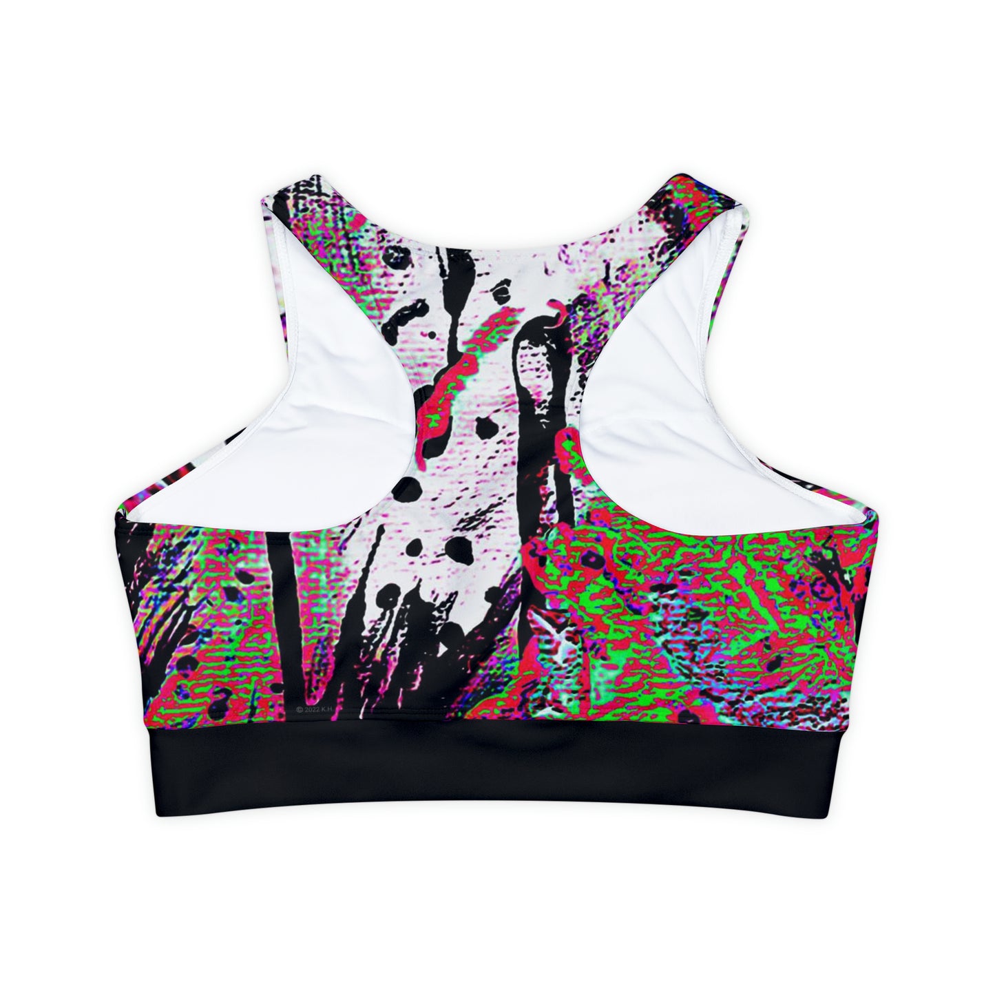 "Dreamy Love" (Cosmic Fusion - Green/Scarlet/Purple) - Fully Lined, Padded Sports Bra