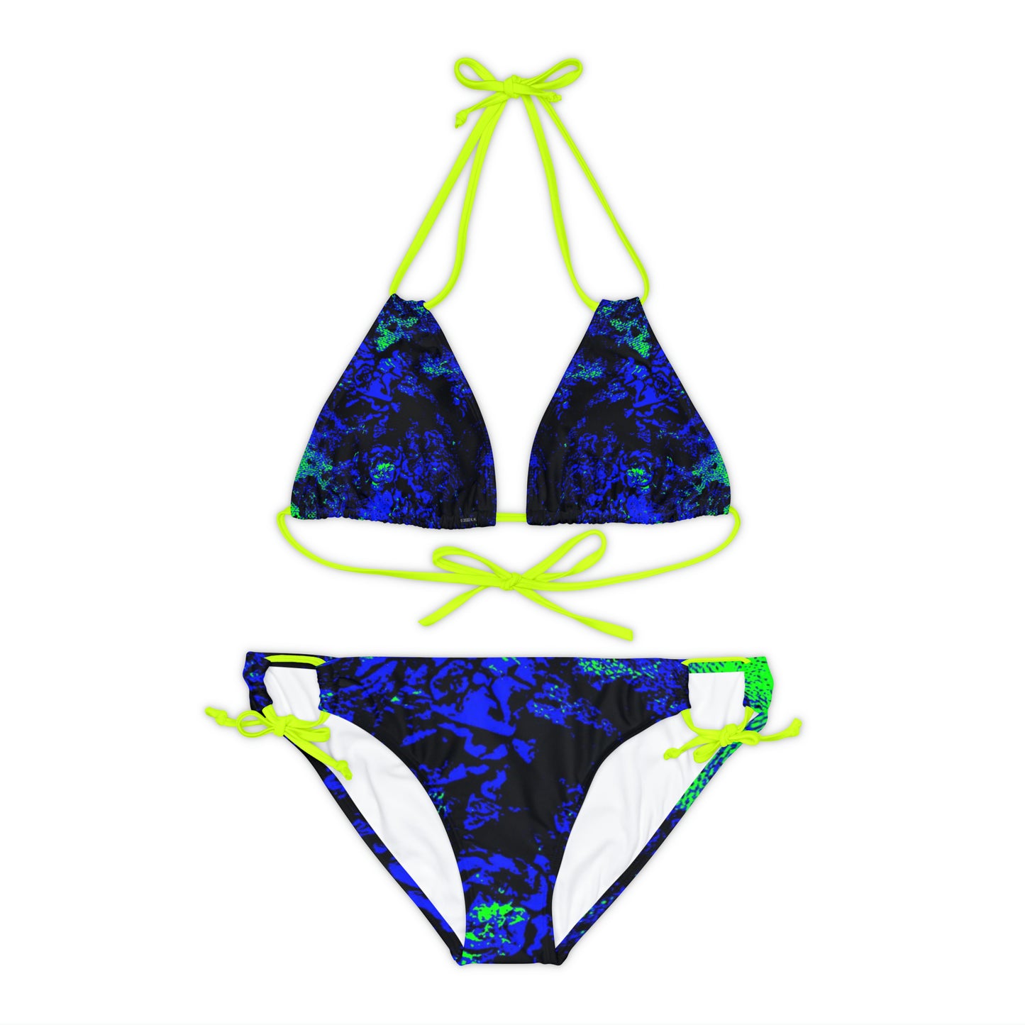 "Mystic Cube" (Cosmic Fusion - Indigo/Neon Green) - Strappy Bikini Set