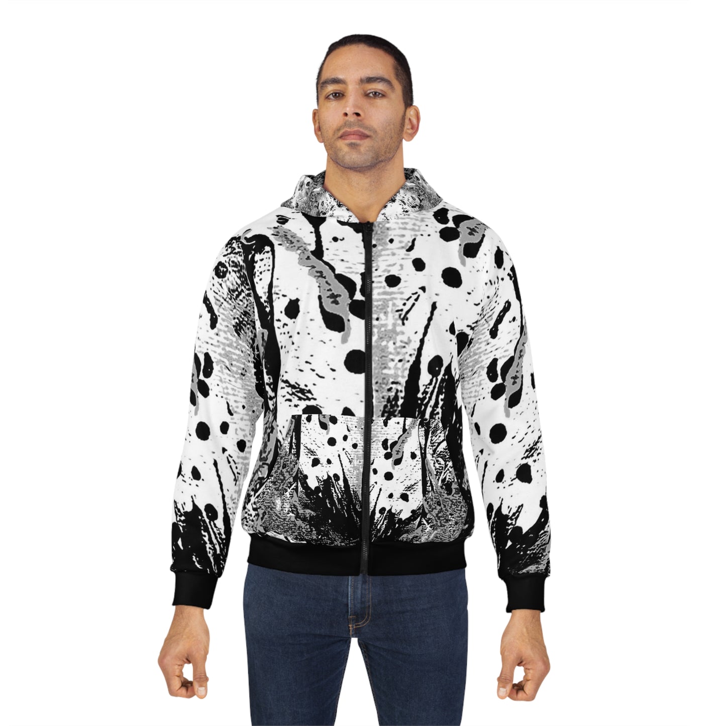"Dreamy Love" (Cosmic Fusion - Black/White/Gray) - Unisex Zip Hoodie (w/out heart)