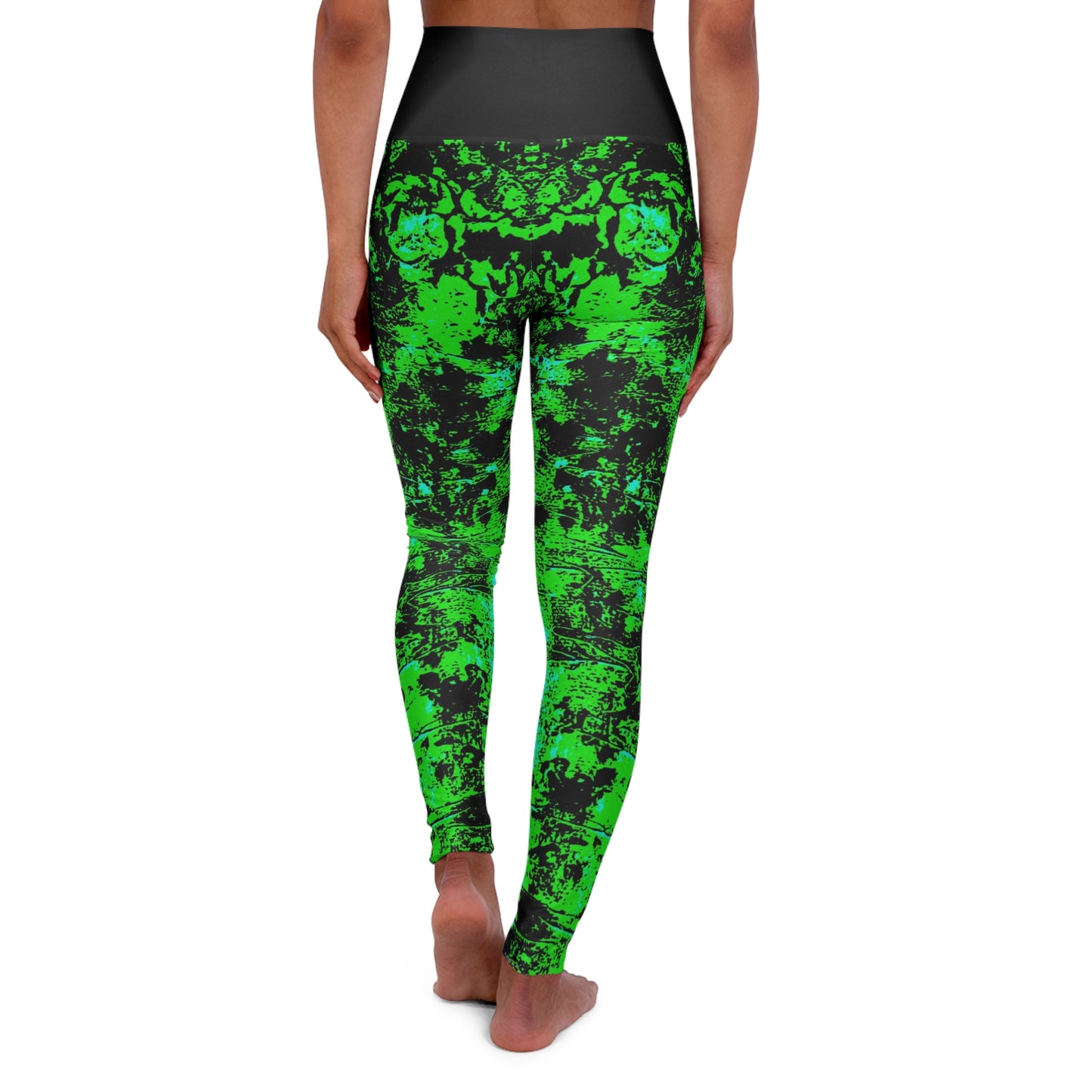 "Mystic Cube" (Cosmic Fusion - Shamrock Green/Aqua) - High Waisted Yoga Leggings