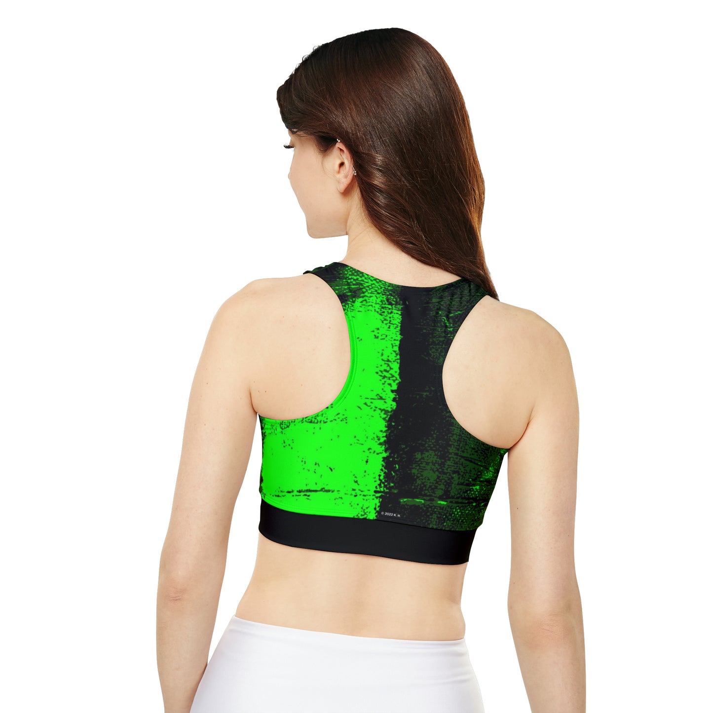 "Mystic Cube" (Cosmic Fusion - Emerald/Neon Green) - Fully Lined, Padded Sports Bra
