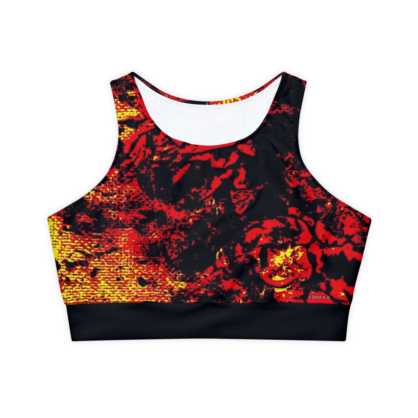 "Mystic Cube" (Cosmic Fusion - Persimmon/Yellow) - Fully Lined, Padded Sports Bra