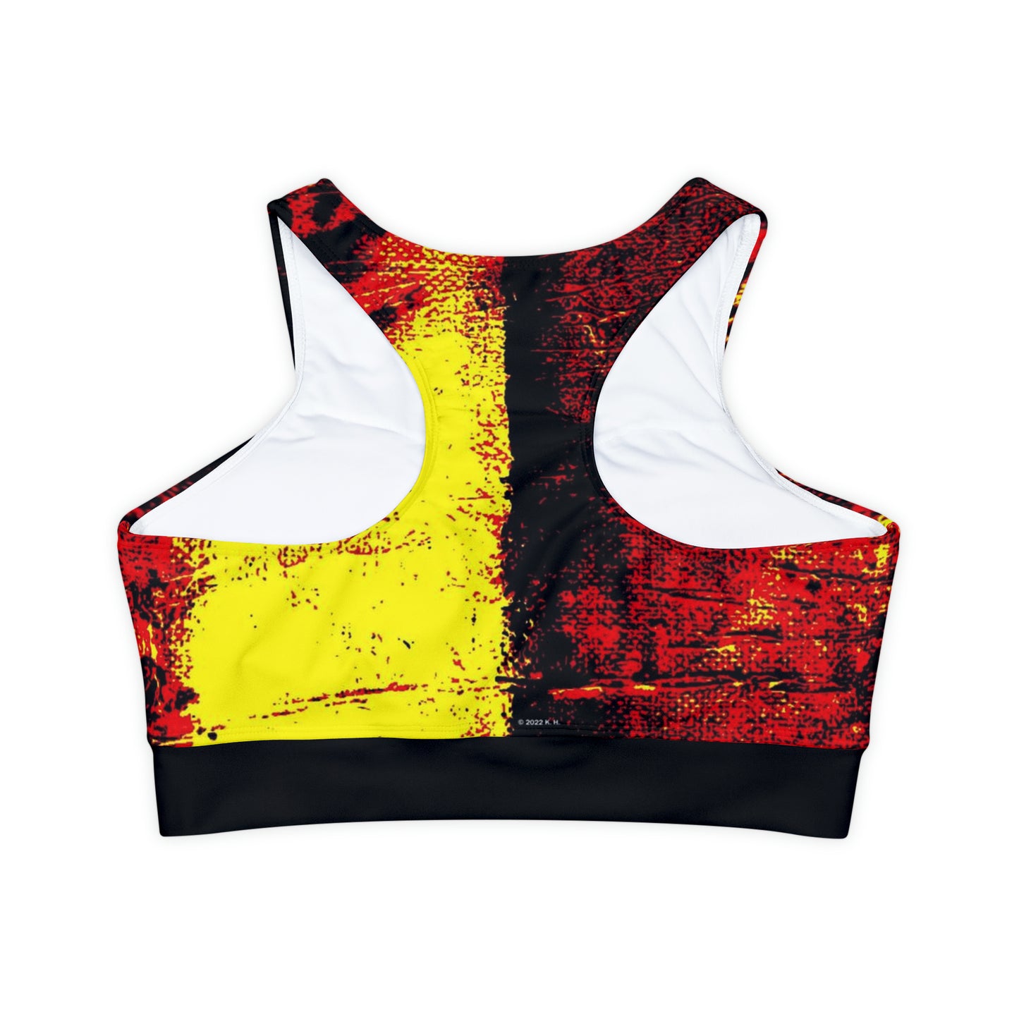 "Mystic Cube" (Cosmic Fusion - Persimmon/Yellow) - Fully Lined, Padded Sports Bra