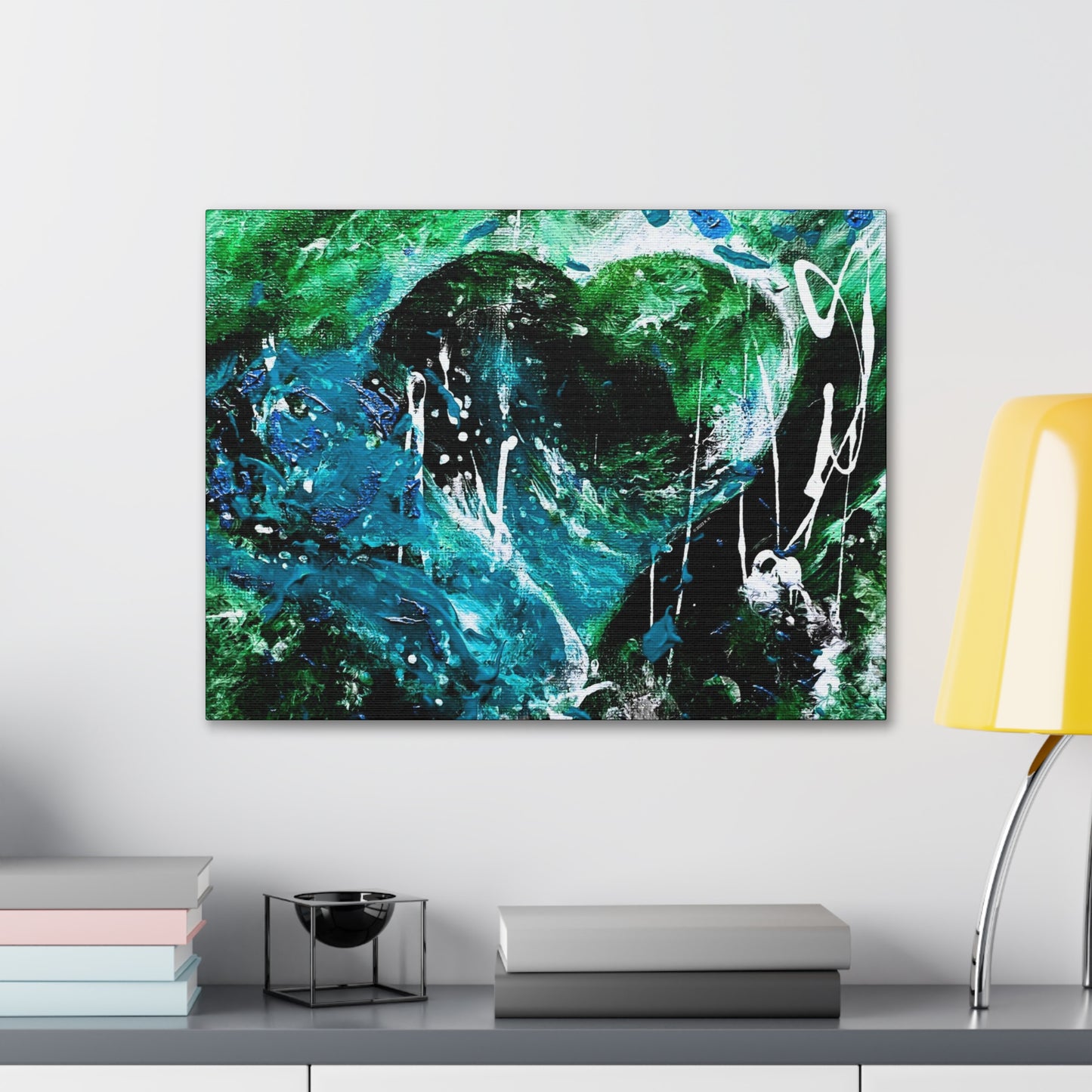 "Dreamy Love" (Forest Green/Teal) - Horizontal Canvas Gallery Wraps