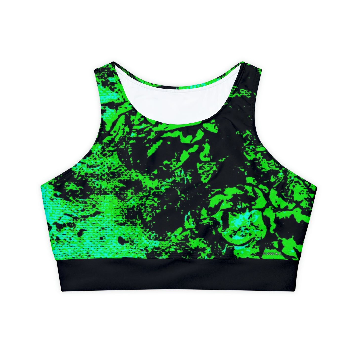 "Mystic Cube" (Cosmic Fusion - Shamrock Green/Aqua) - Fully Lined, Padded Sports Bra