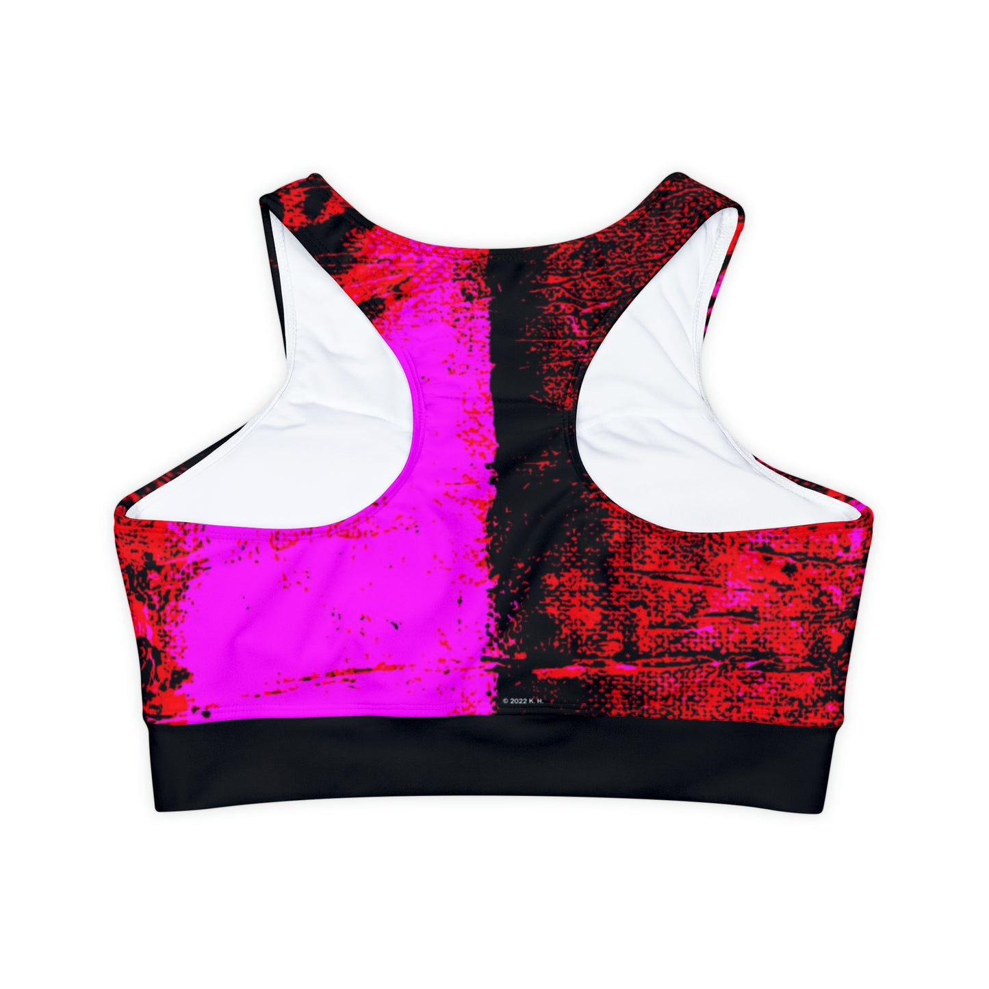 "Mystic Cube" (Cosmic Fusion - Scarlet/Hot Pink) - Fully Lined, Padded Sports Bra