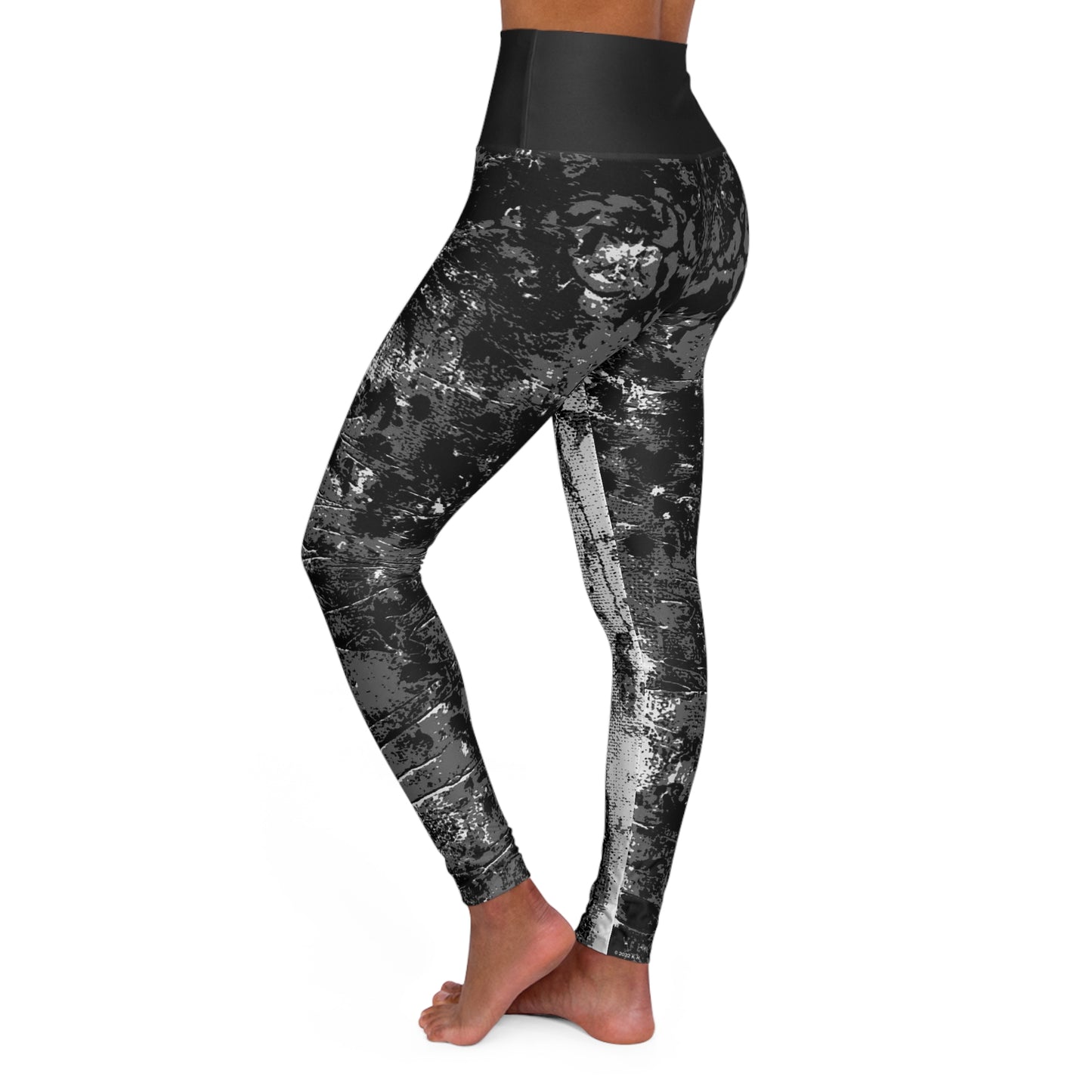 "Mystic Cube" (Cosmic Fusion - Dark Charcoal) - High Waisted Yoga Leggings