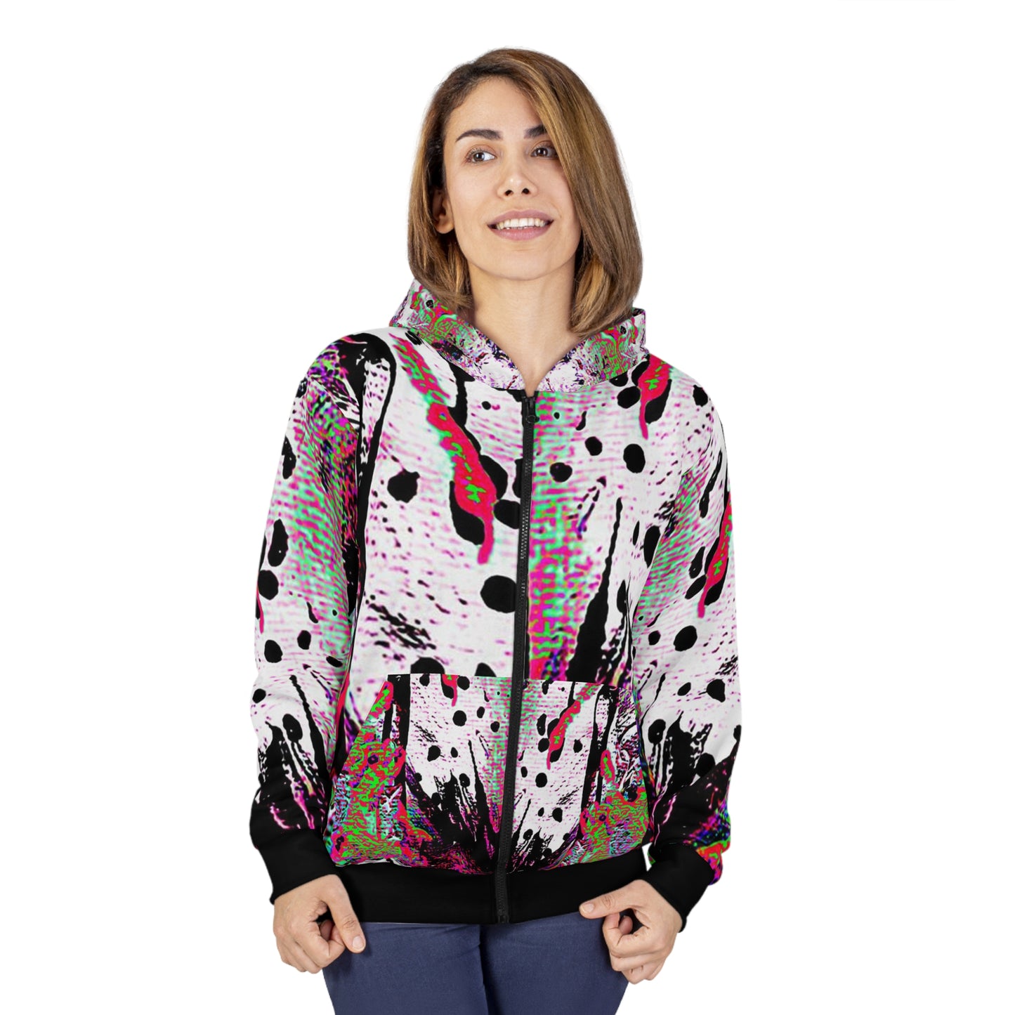 "Dreamy Love" (Cosmic Fusion - Green/Scarlet/Purple) - Unisex Zip Hoodie (w/out heart)