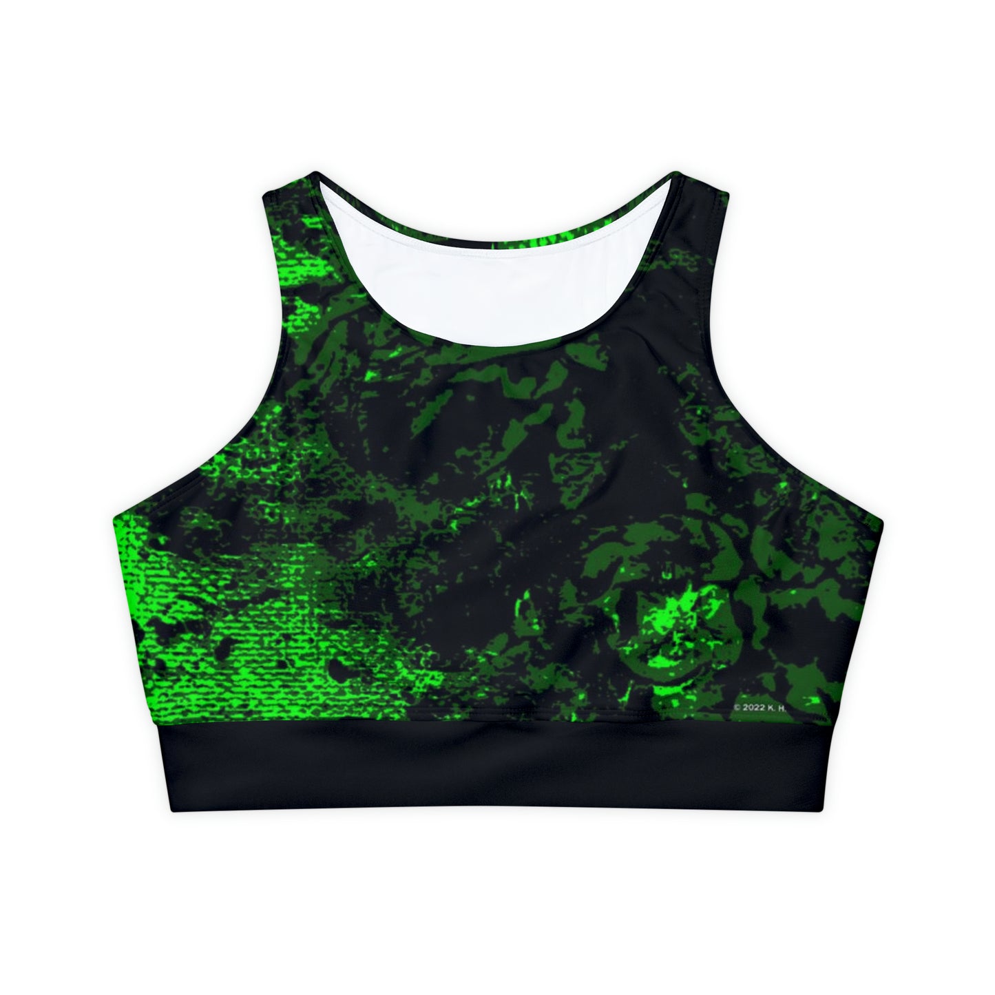 "Mystic Cube" (Cosmic Fusion - Emerald/Neon Green) - Fully Lined, Padded Sports Bra