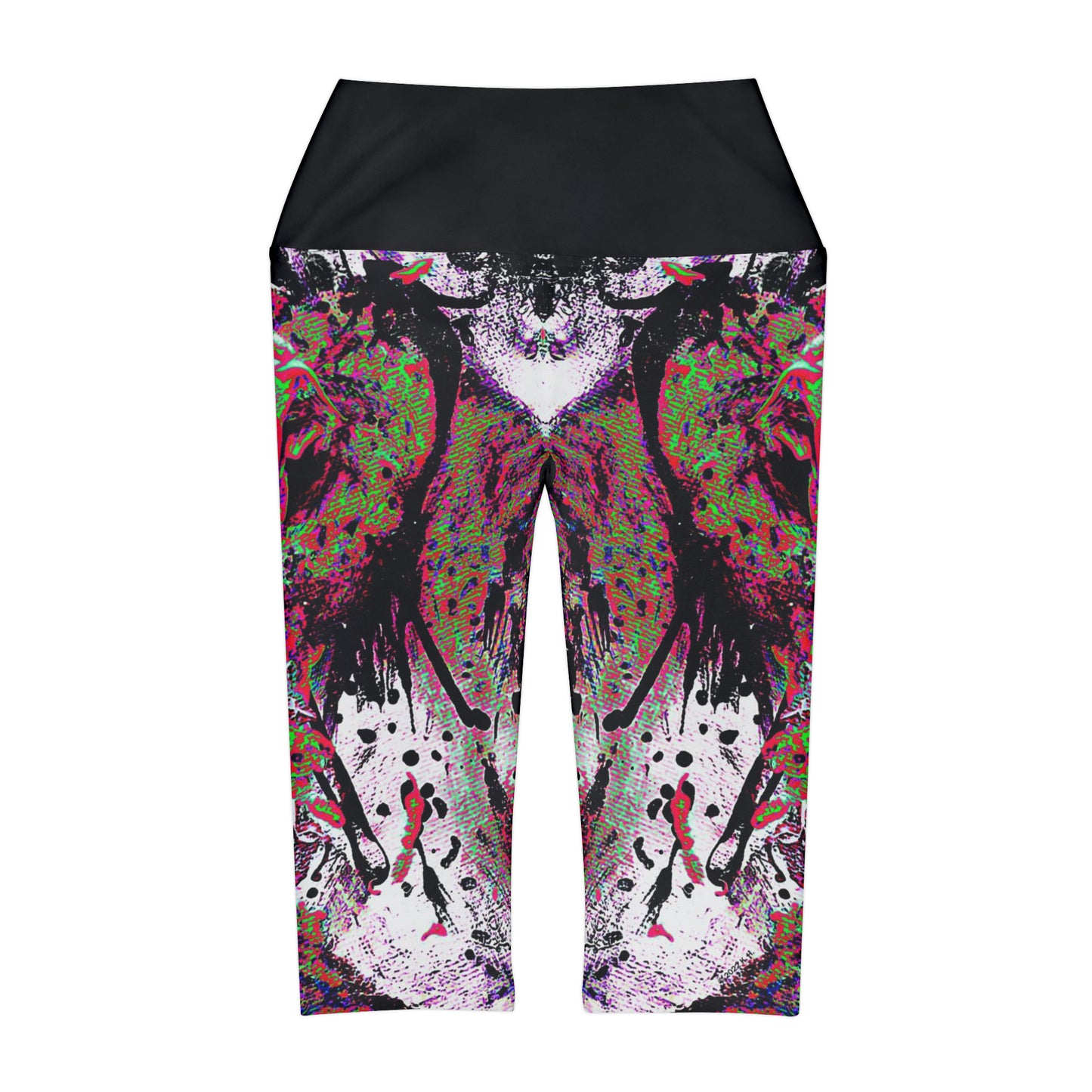 "Dreamy Love" (Cosmic Fusion - Green/Scarlet/Purple) - Yoga Capri Leggings