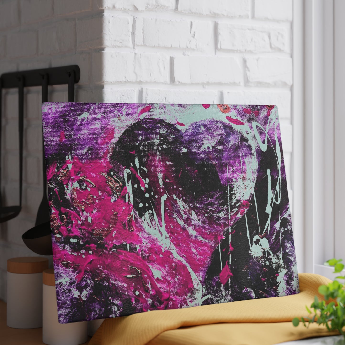 "Dreamy Love" (Magenta/Hot Pink) - Glass Cutting Boards