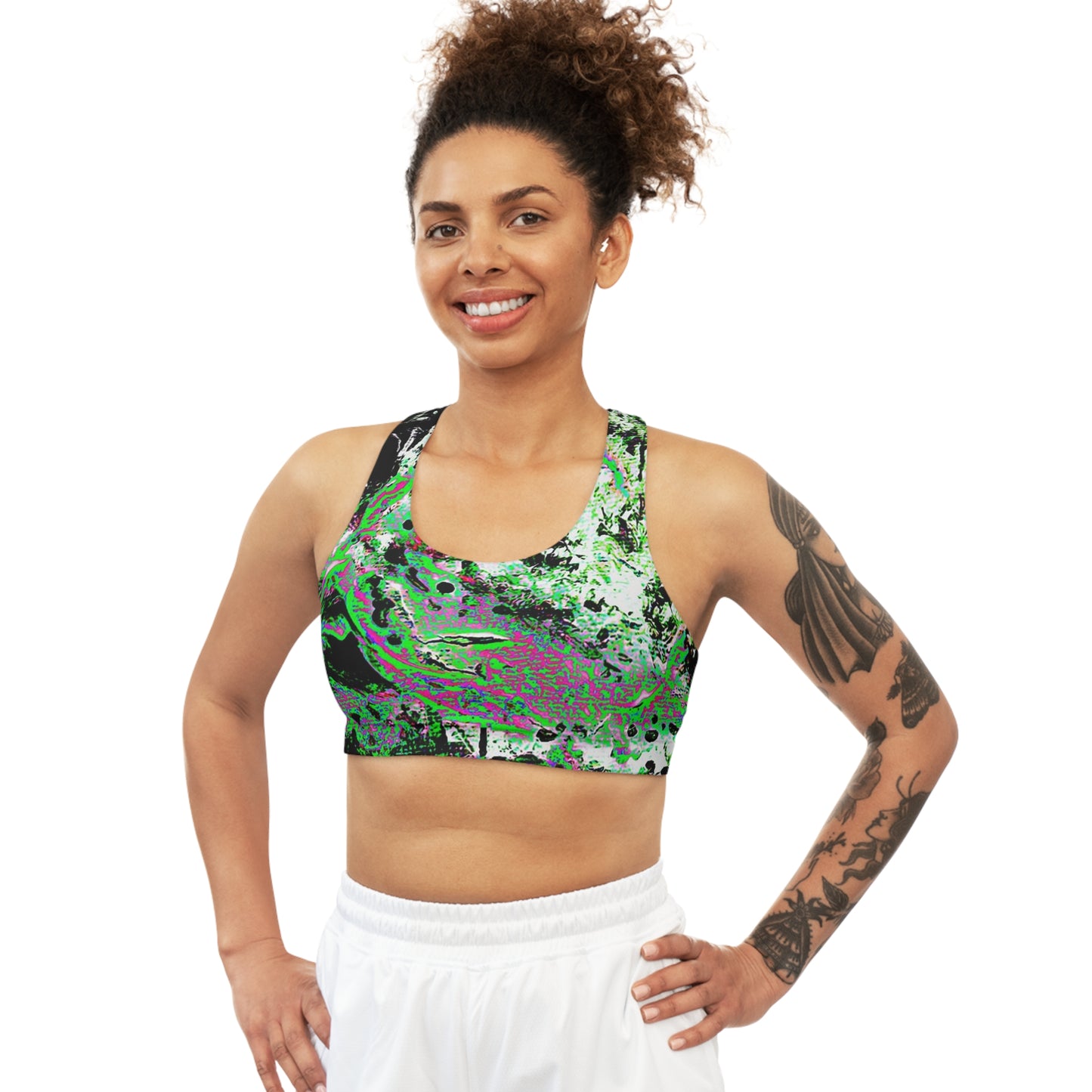 "Dreamy Love" (Cosmic Fusion - Shamrock Green) - Seamless Sports Bra