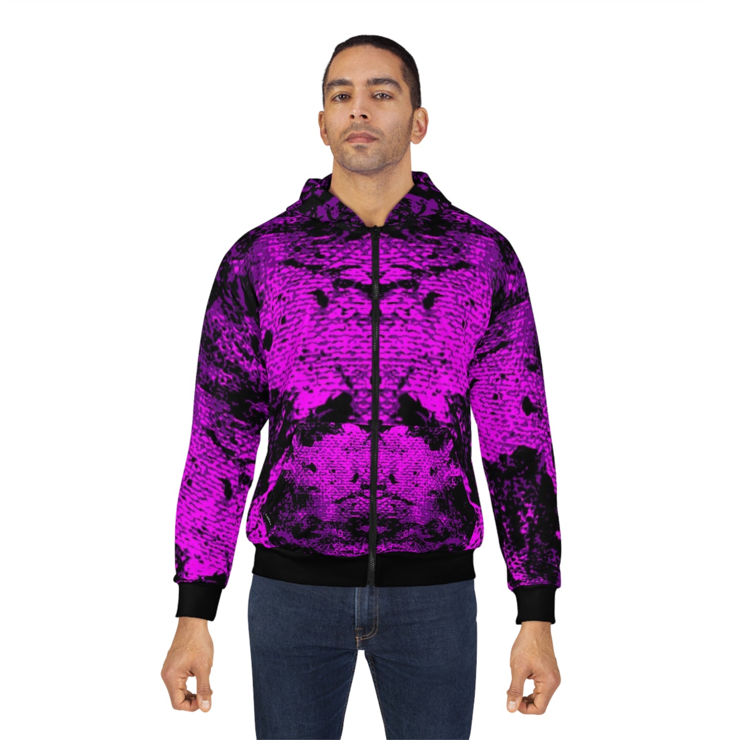 "Mystic Cube" (Cosmic Fusion - Amethyst/Dark Violet) - Unisex Zip Hoodie