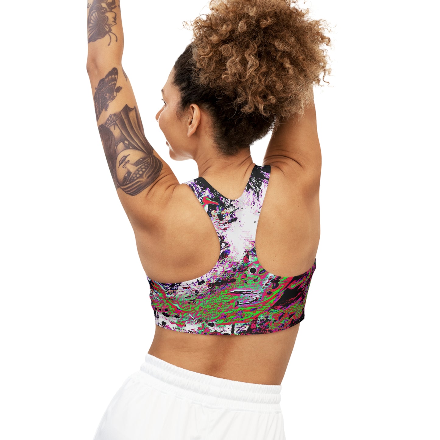 "Dreamy Love" (Cosmic Fusion - Green/Scarlet/Purple) - Seamless Sports Bra