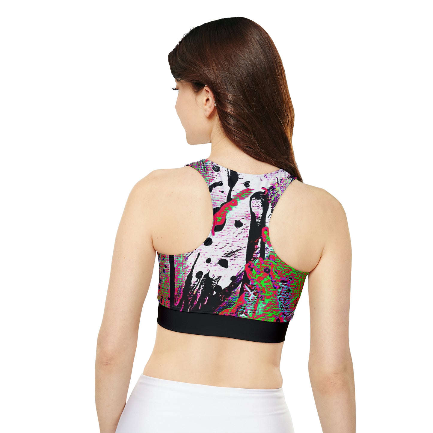 "Dreamy Love" (Cosmic Fusion - Green/Scarlet/Purple) - Fully Lined, Padded Sports Bra