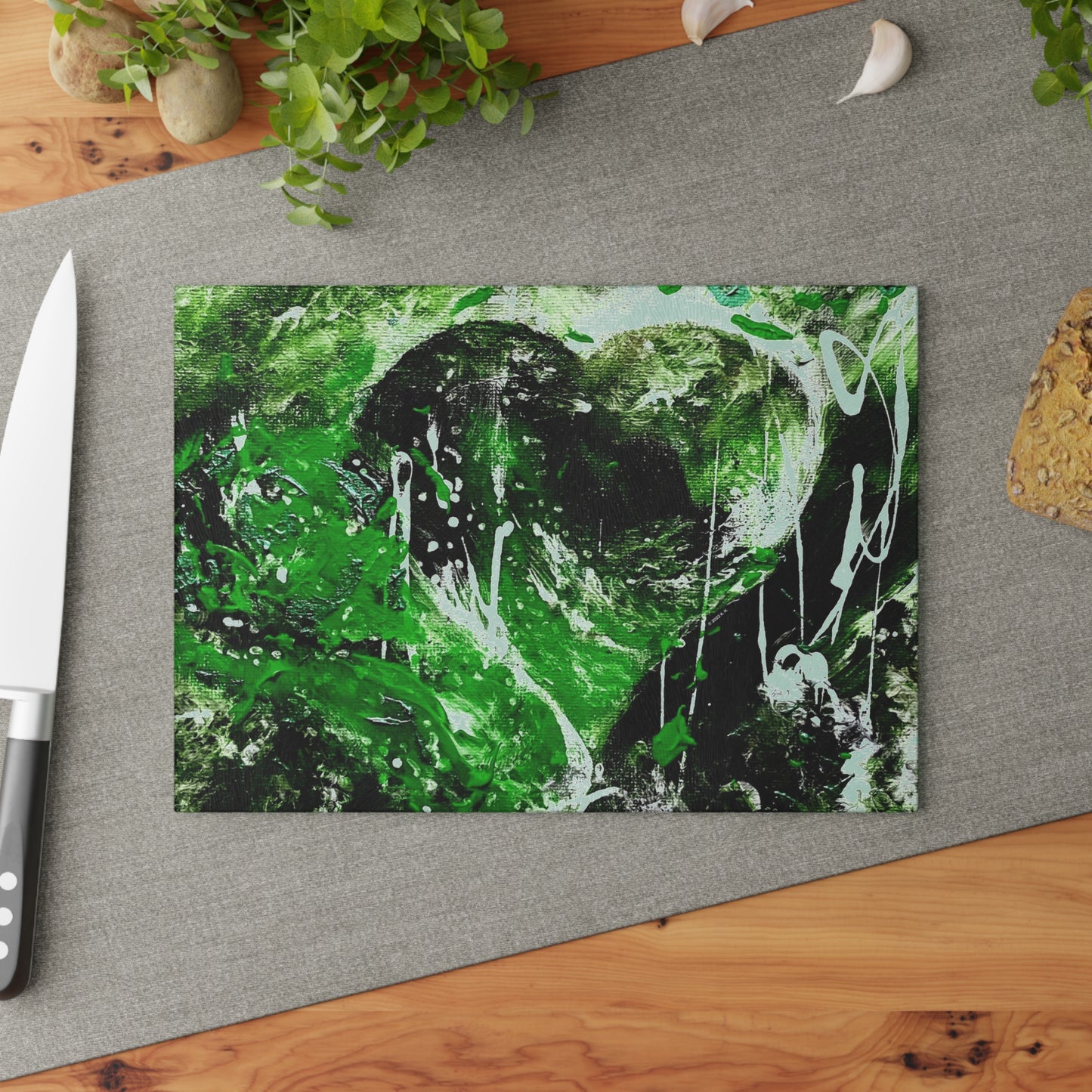 "Dreamy Love" (Shamrock Green) - Glass Cutting Boards