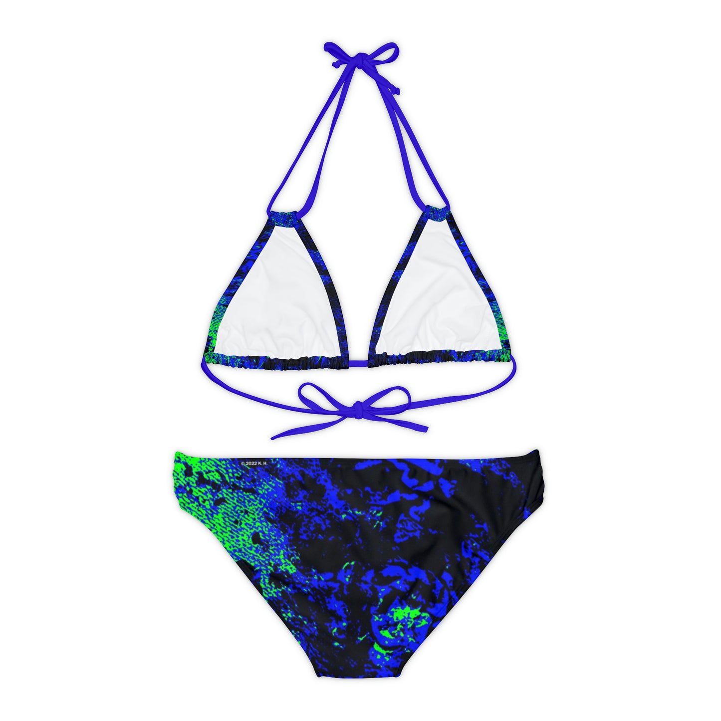 "Mystic Cube" (Cosmic Fusion - Indigo/Neon Green) - Strappy Bikini Set