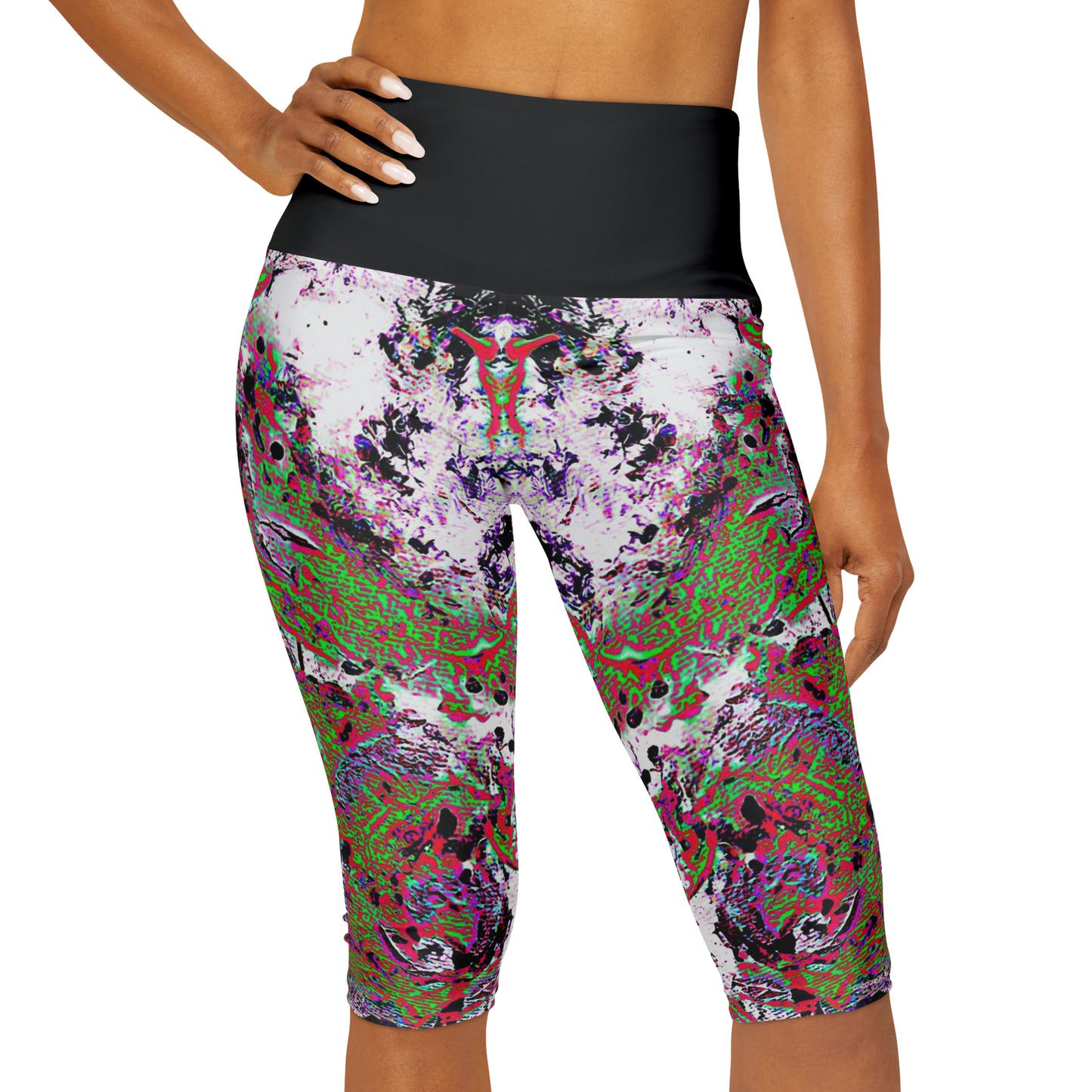 "Dreamy Love" (Cosmic Fusion - Green/Scarlet/Purple) - Yoga Capri Leggings