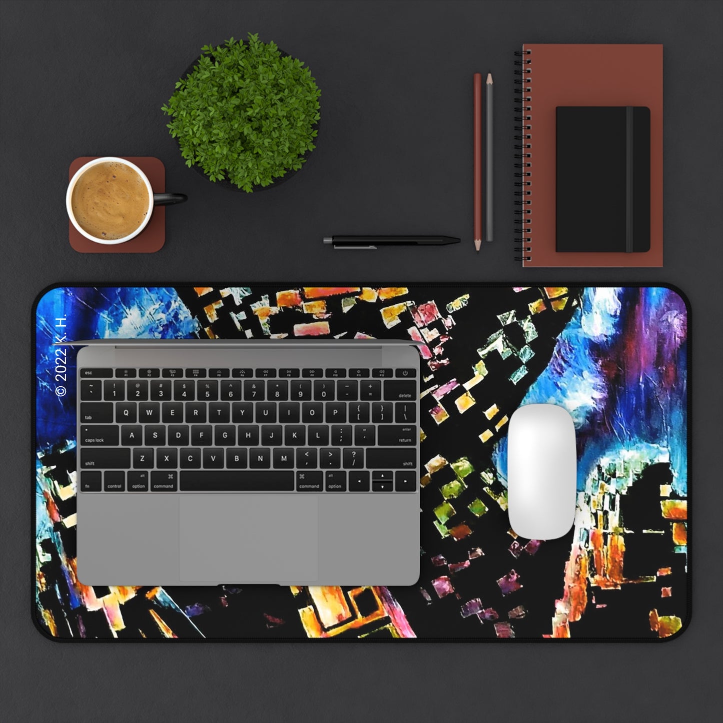 "Digital Drift" (Sapphire): Gaming Mouse Pad/Desk Mat