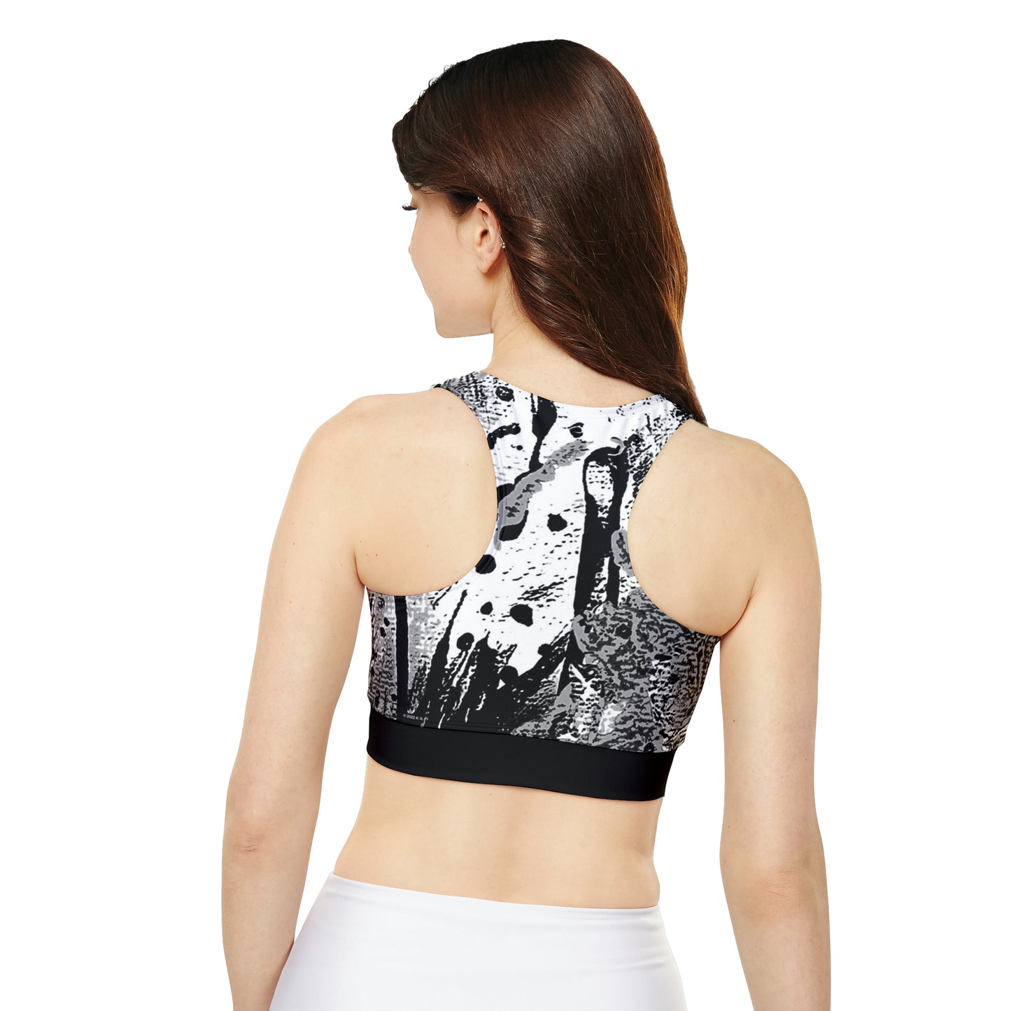 "Dreamy Love" (Cosmic Fusion - Black/White/Gray) - Fully Lined, Padded Sports Bra
