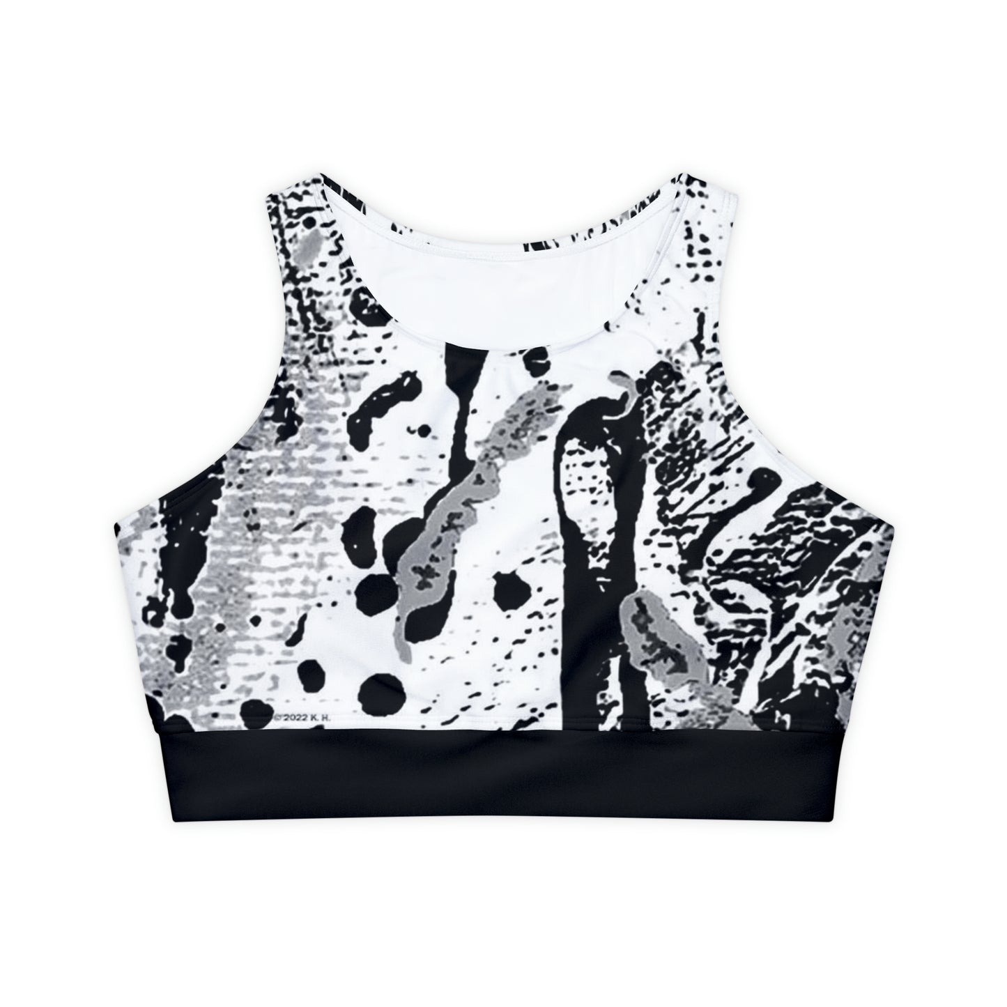 "Dreamy Love" (Cosmic Fusion - Black/White/Gray) - Fully Lined, Padded Sports Bra