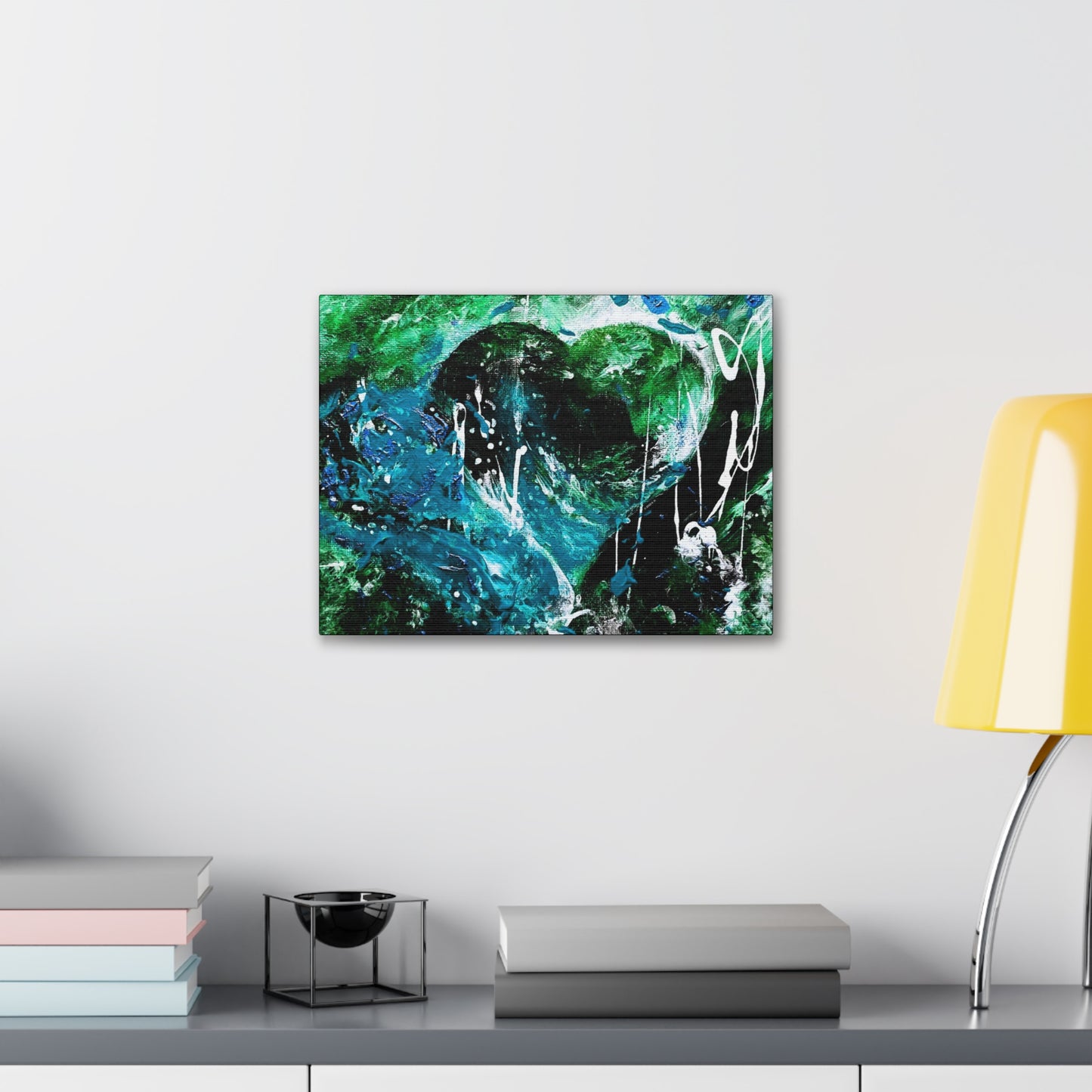 "Dreamy Love" (Forest Green/Teal) - Horizontal Canvas Gallery Wraps