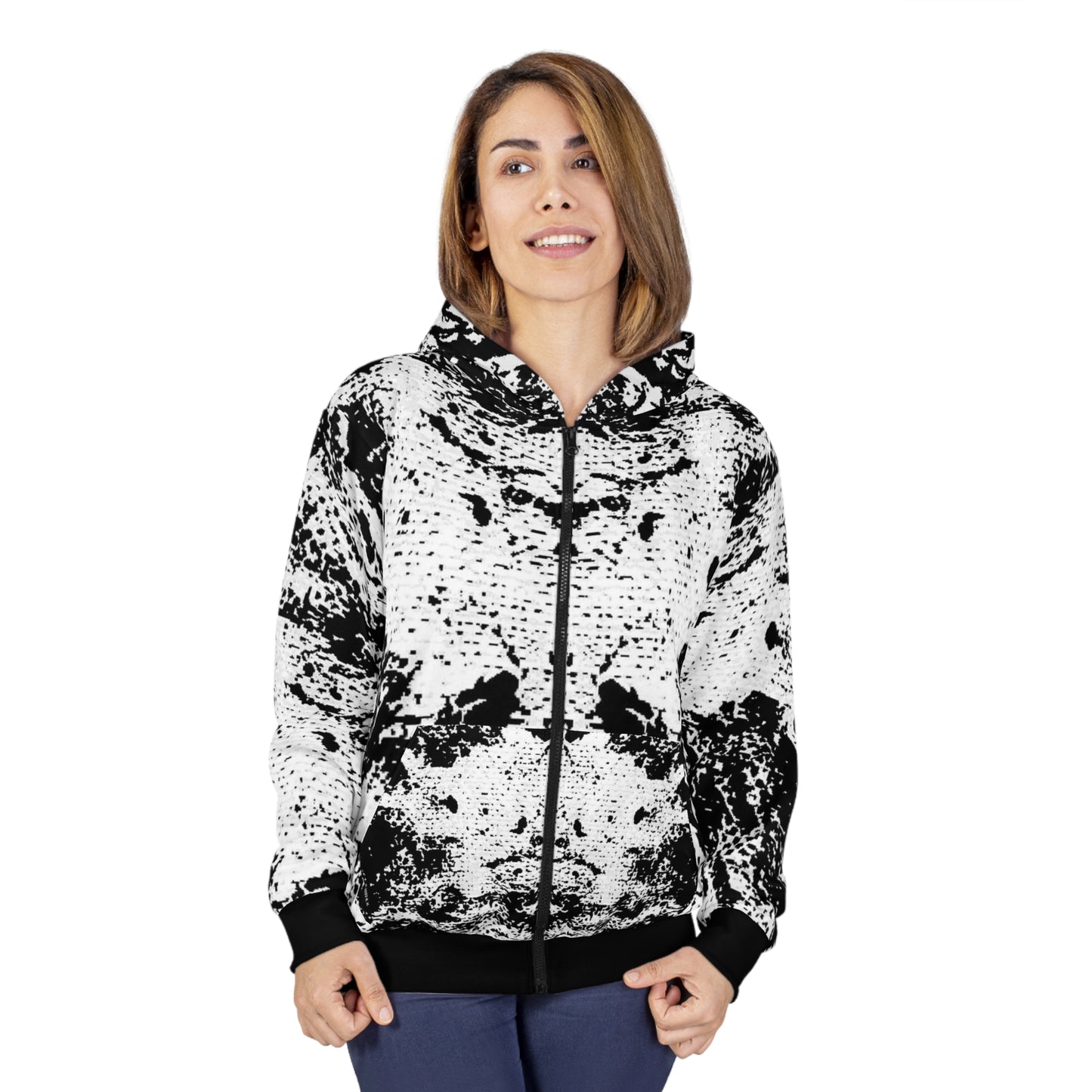 "Mystic Cube" (Cosmic Fusion - Light Charcoal) - Unisex Zip Hoodie