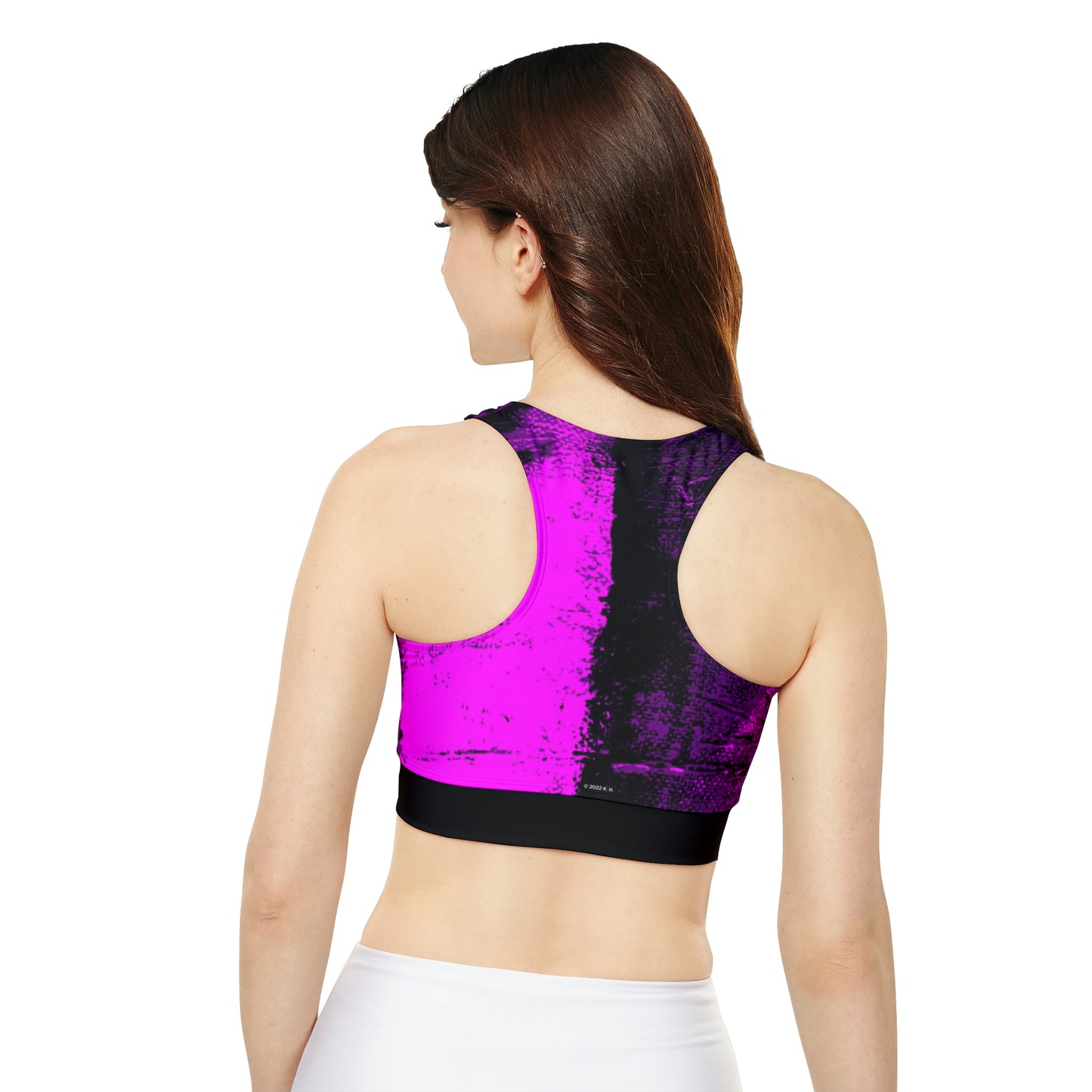 "Mystic Cube" (Cosmic Fusion - Amethyst/Hot Pink) - Fully Lined, Padded Sports Bra