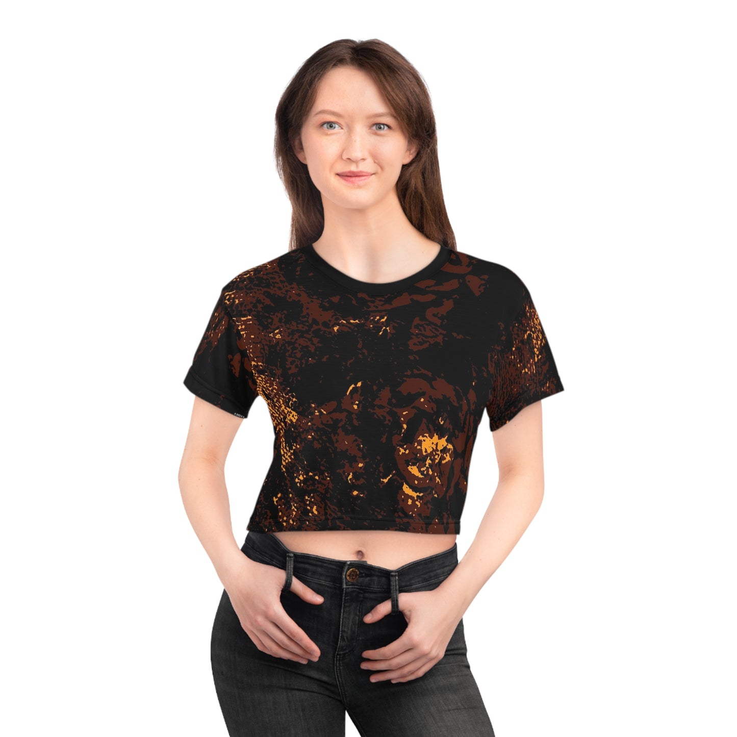 "Mystic Cube" (Cosmic Fusion - Espresso/Topaz) - Crop Tee